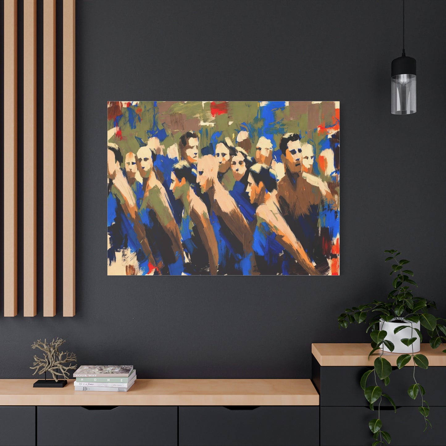Abstract Crowd Painting Canvas Print — Stretched Matte Wall Art