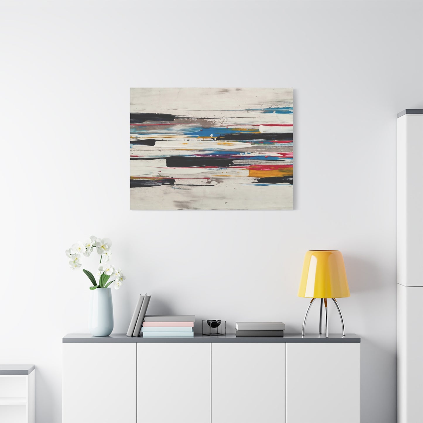 Abstract Color Streaks Matte Canvas Print — Modern Horizontal Wall Art