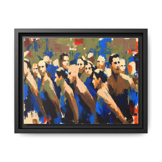Abstract Crowd Matte Canvas Print — Framed Multi-Color Wall Art
