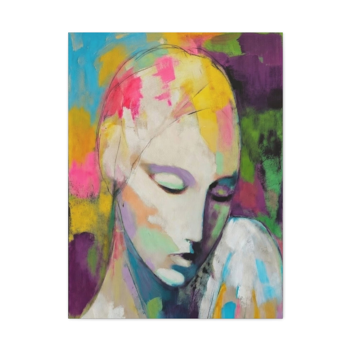 Abstract Angel Portrait Canvas - Colorful Modern Wall Art