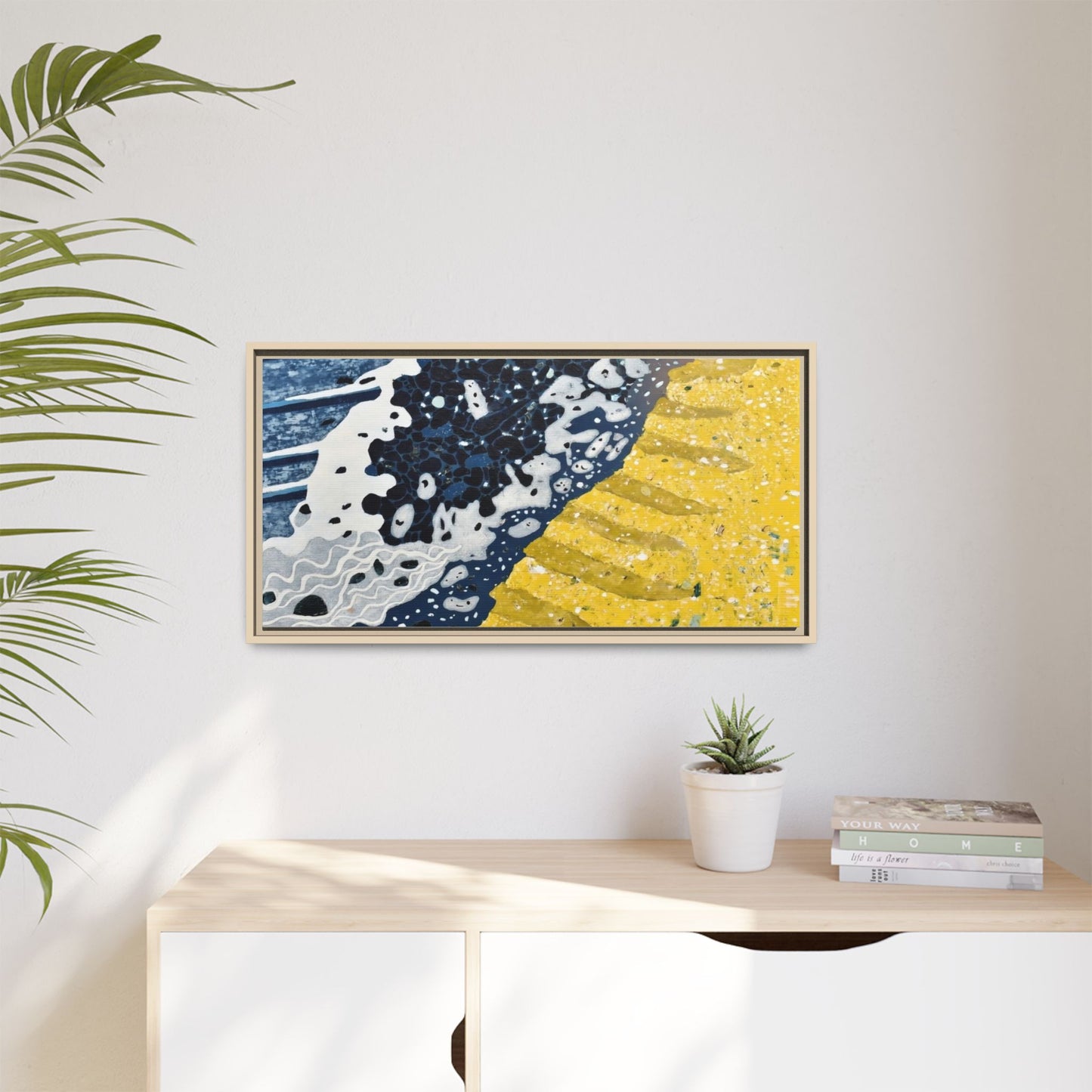 Framed Abstract Ocean & Sand Matte Canvas Print