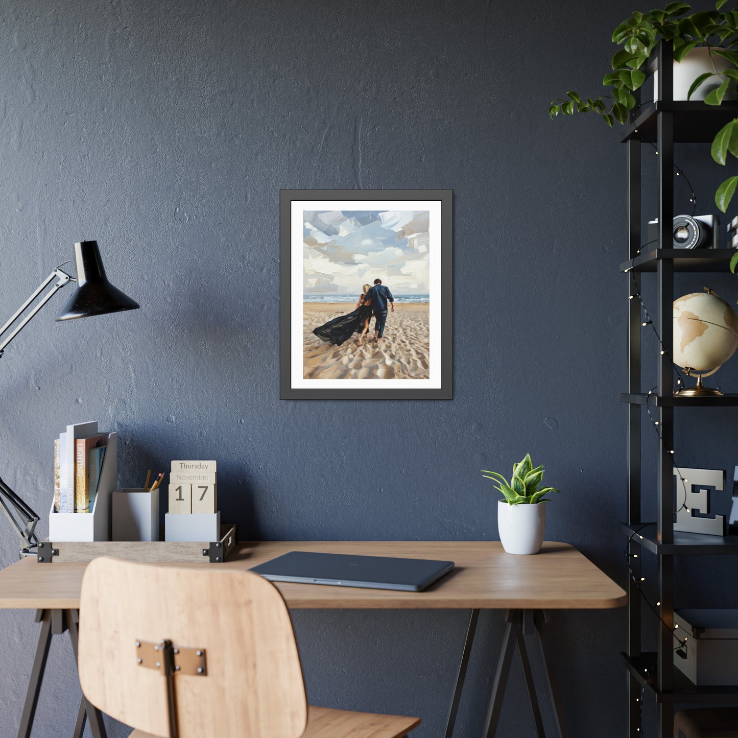 Framed Poster — Romantic Beach Couple Art Print