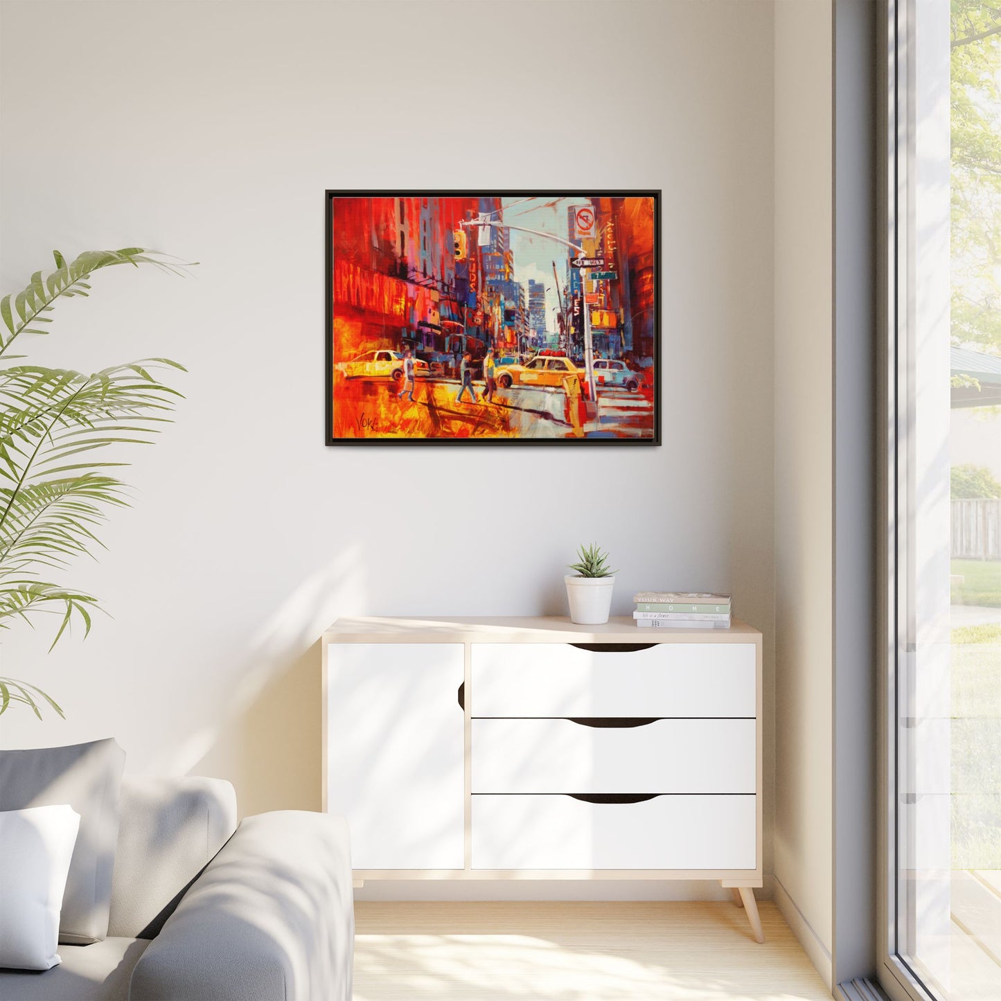 New York 7th AV attributed to Voke Framed Matte Canvas – Art Print