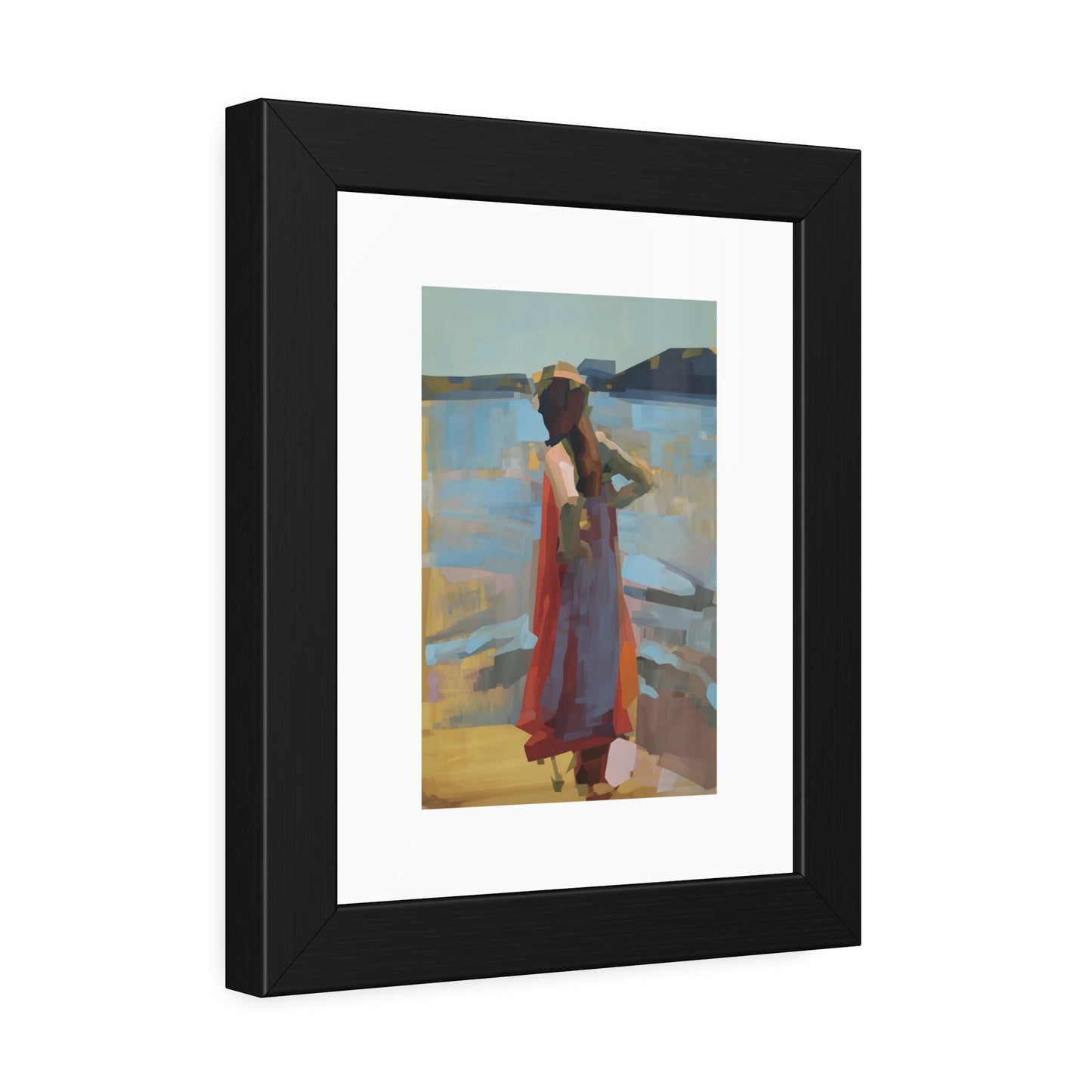 Framed Art Print — Woman at the Shore Impressionist Poster