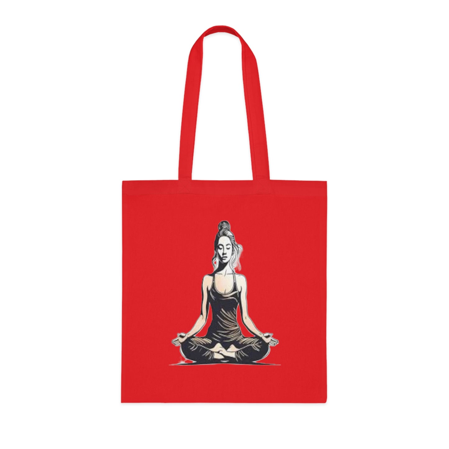 Yoga Meditation Cotton Tote Bag — Lotus Pose Graphic Beach & Market Tote