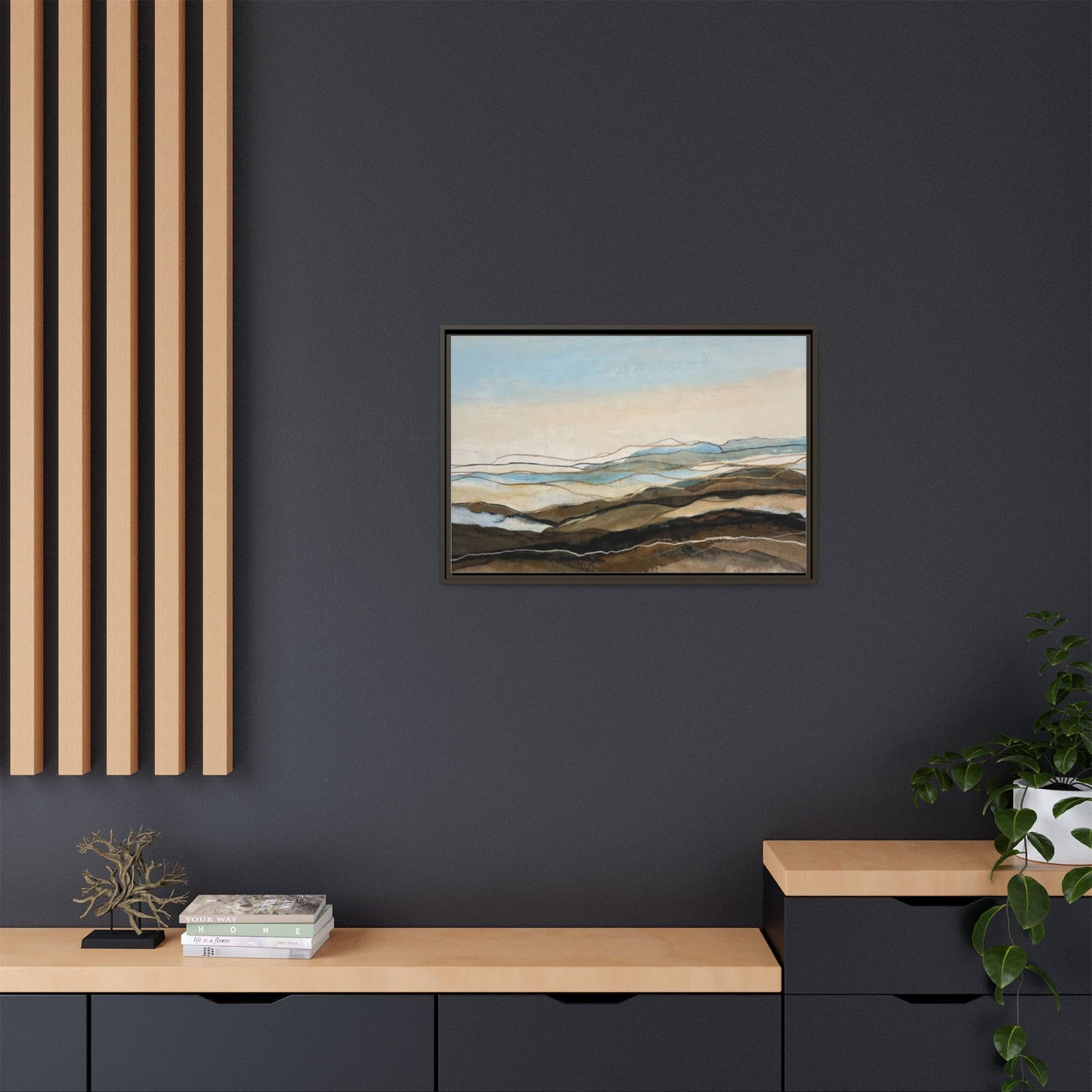 Framed Matte Canvas Print — Abstract Coastal Landscape Wall Art