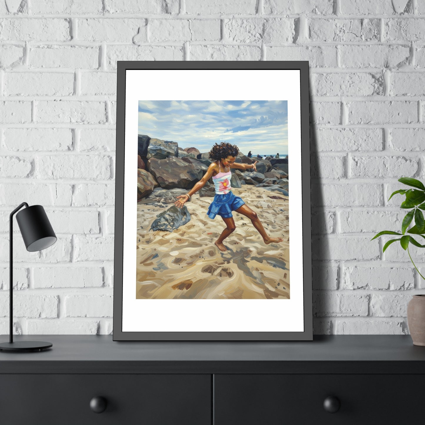 Framed Poster - Joyful Beach Dance Art Print