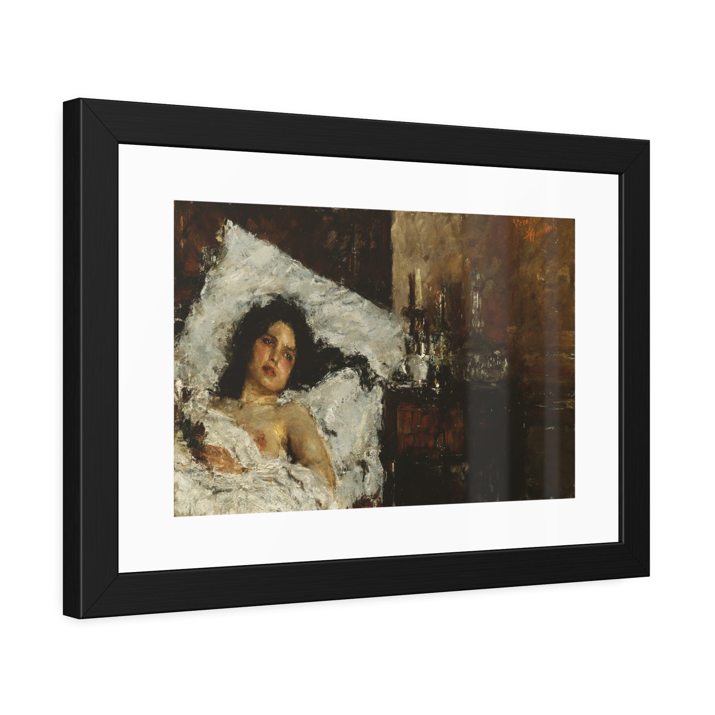 Resting by Antonio Mancini  Framed Poster Wall Art Print
