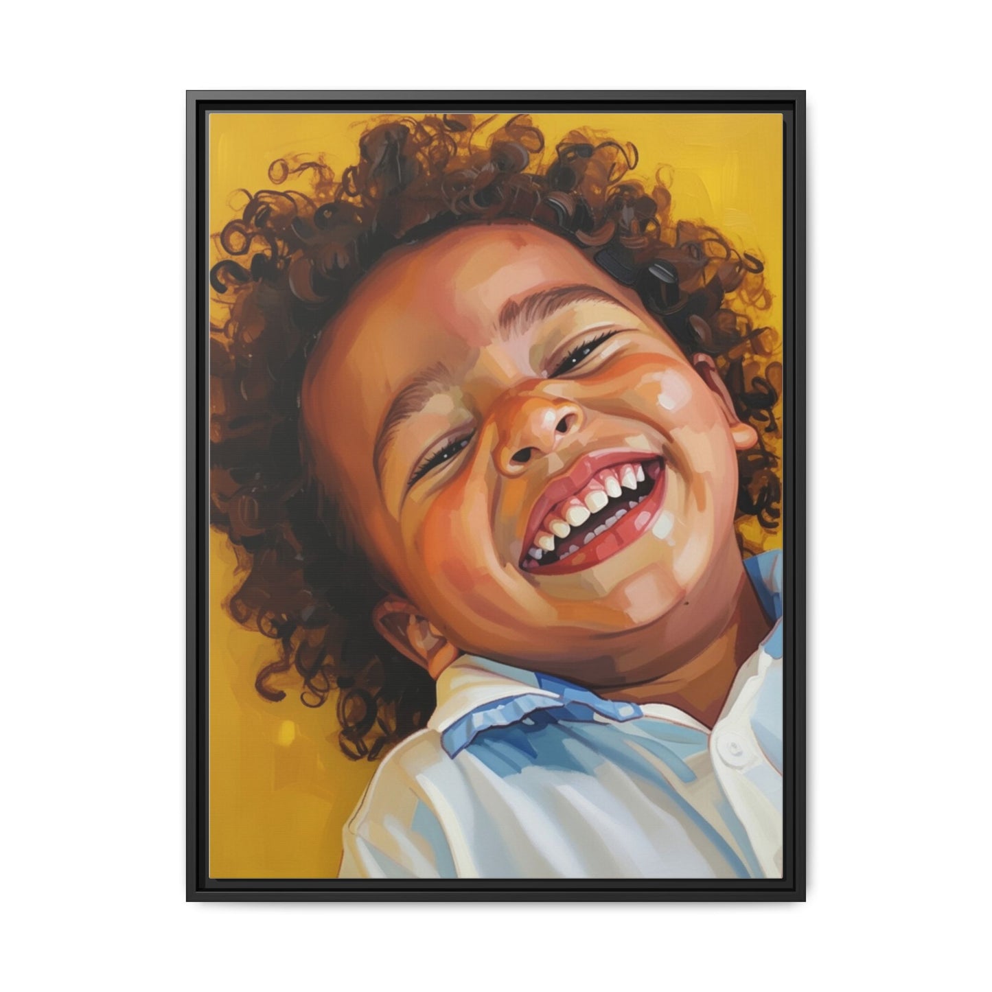 Framed Matte Canvas Print – Joyful Child Portrait, Colorful Nursery Wall Art