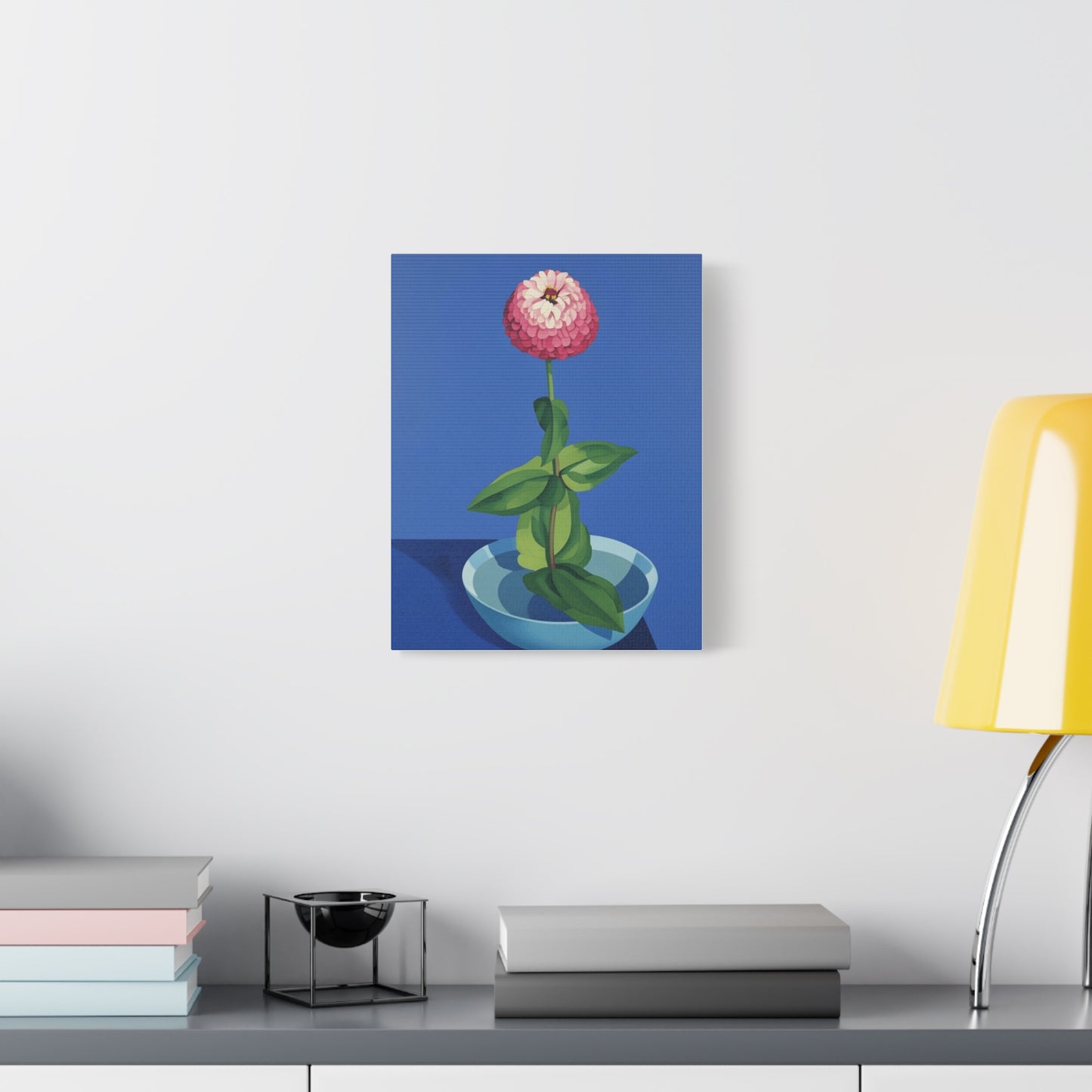 Pink Zinnia Still Life Matte Canvas Wall Art — Stretched 1.25"