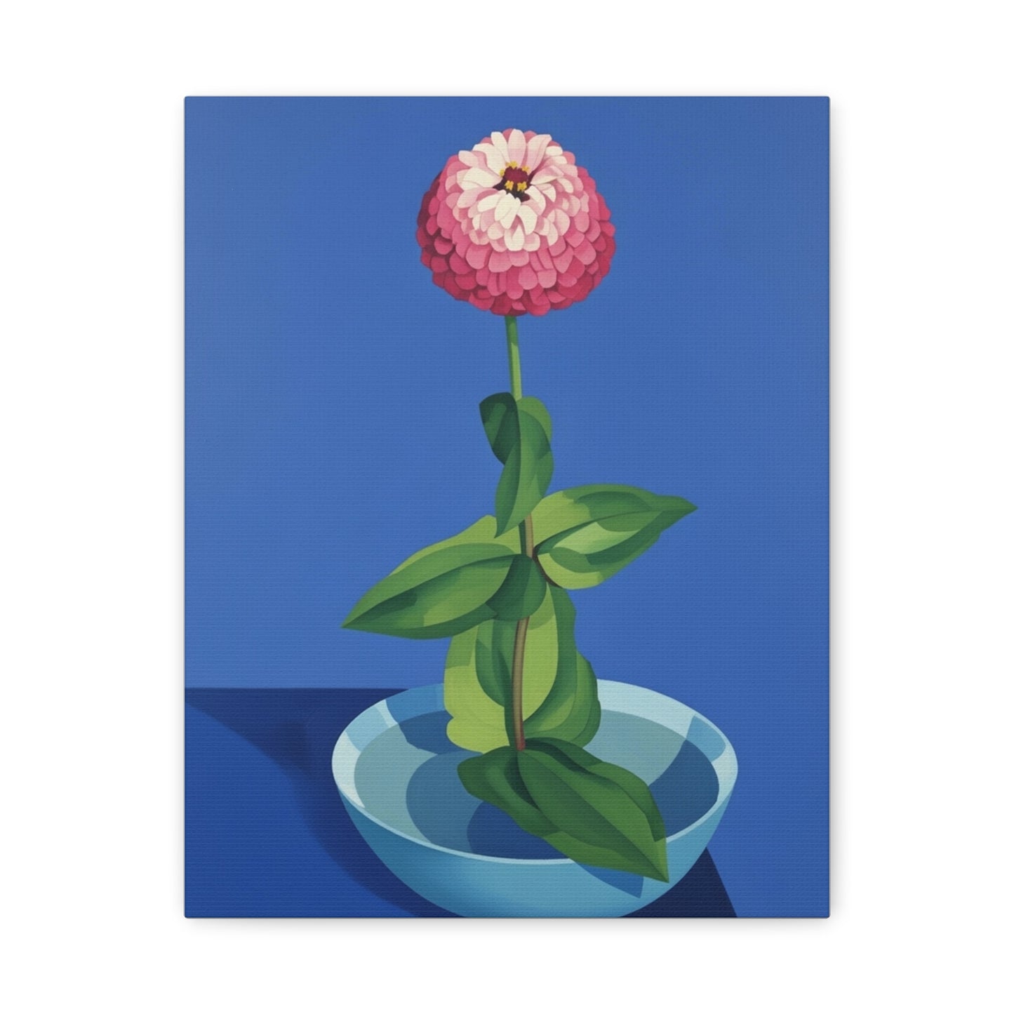 Pink Zinnia Still Life Matte Canvas Wall Art — Stretched 1.25"