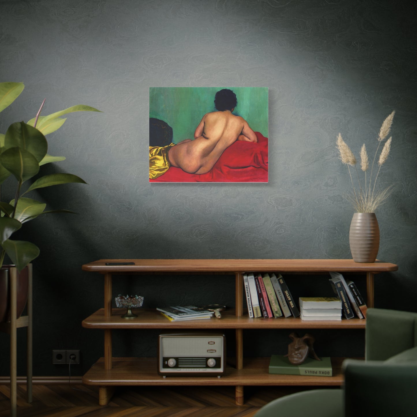 Nu de dos sur un canapé rouge by Félix Vallotton Matte Canvas Wall Art Print