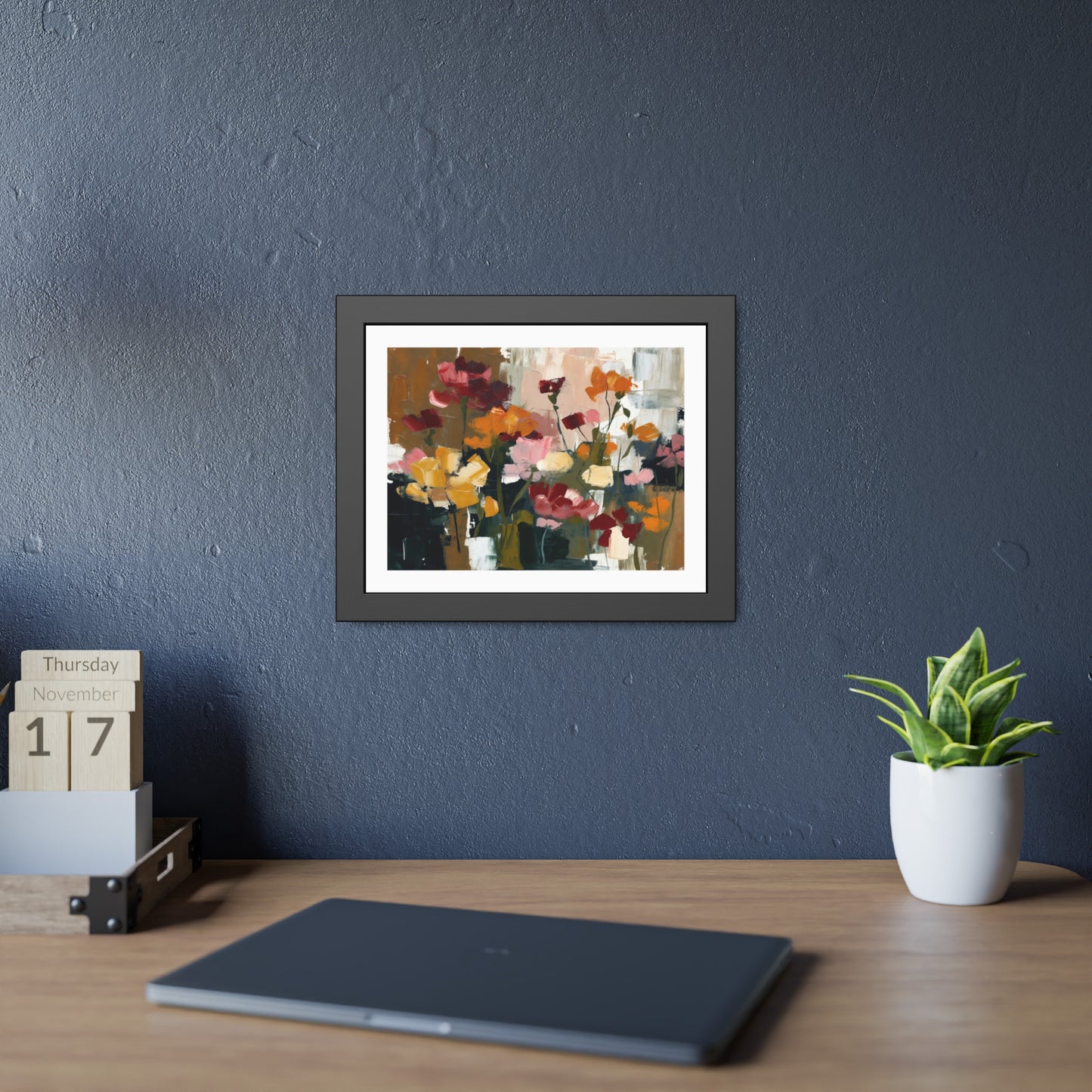 Framed Floral Art Print — Abstract Wildflower Poster for Living Room & Bedroom Décor
