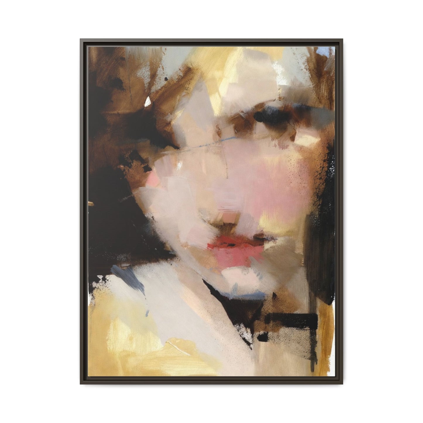 Abstract Portrait Matte Canvas Framed Print — Modern Feminine Wall Art