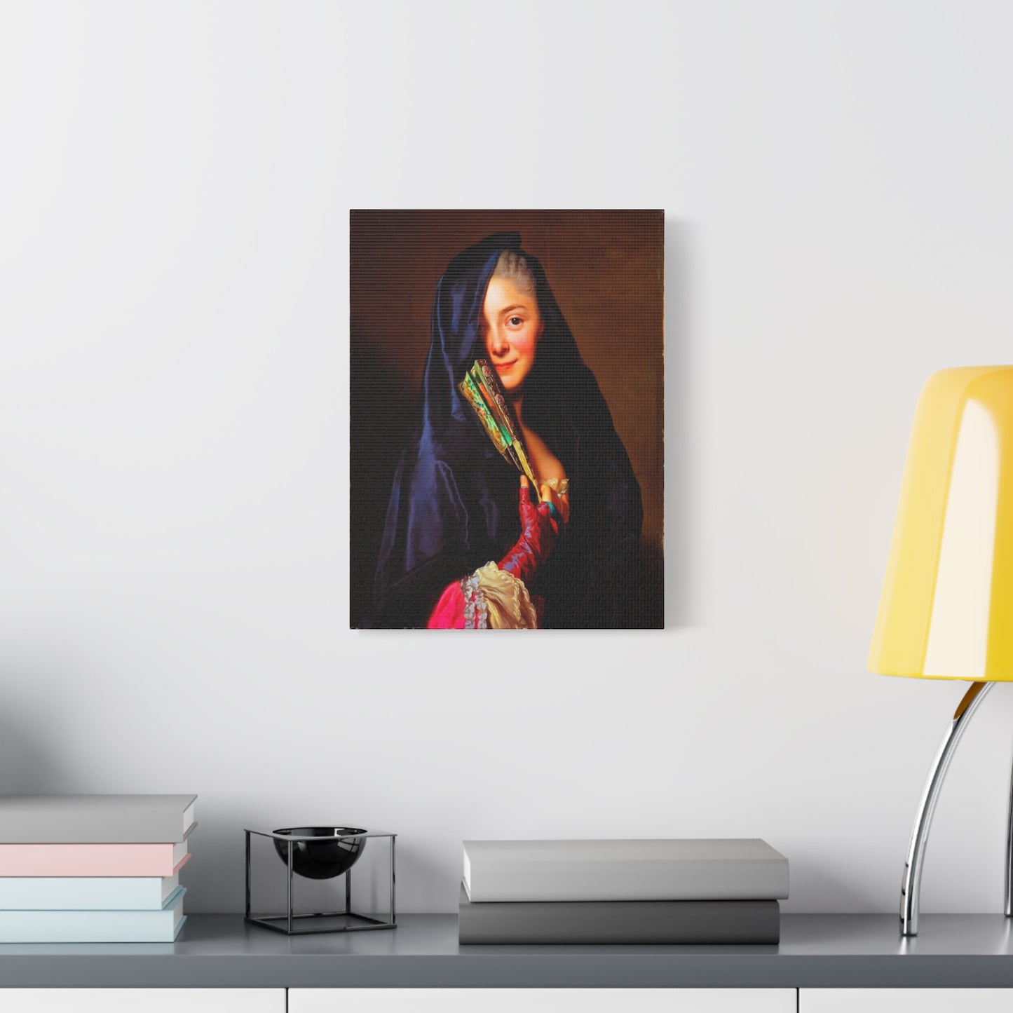 Vintage Portrait Canvas Print — Elegant Lady with Fan Matte Stretched Wall Art
