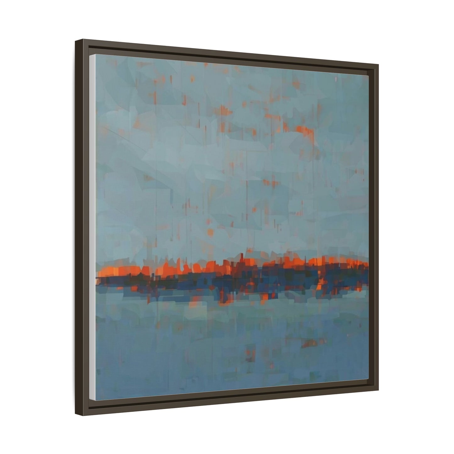 Framed Canvas Art — Teal & Orange Abstract Seascape