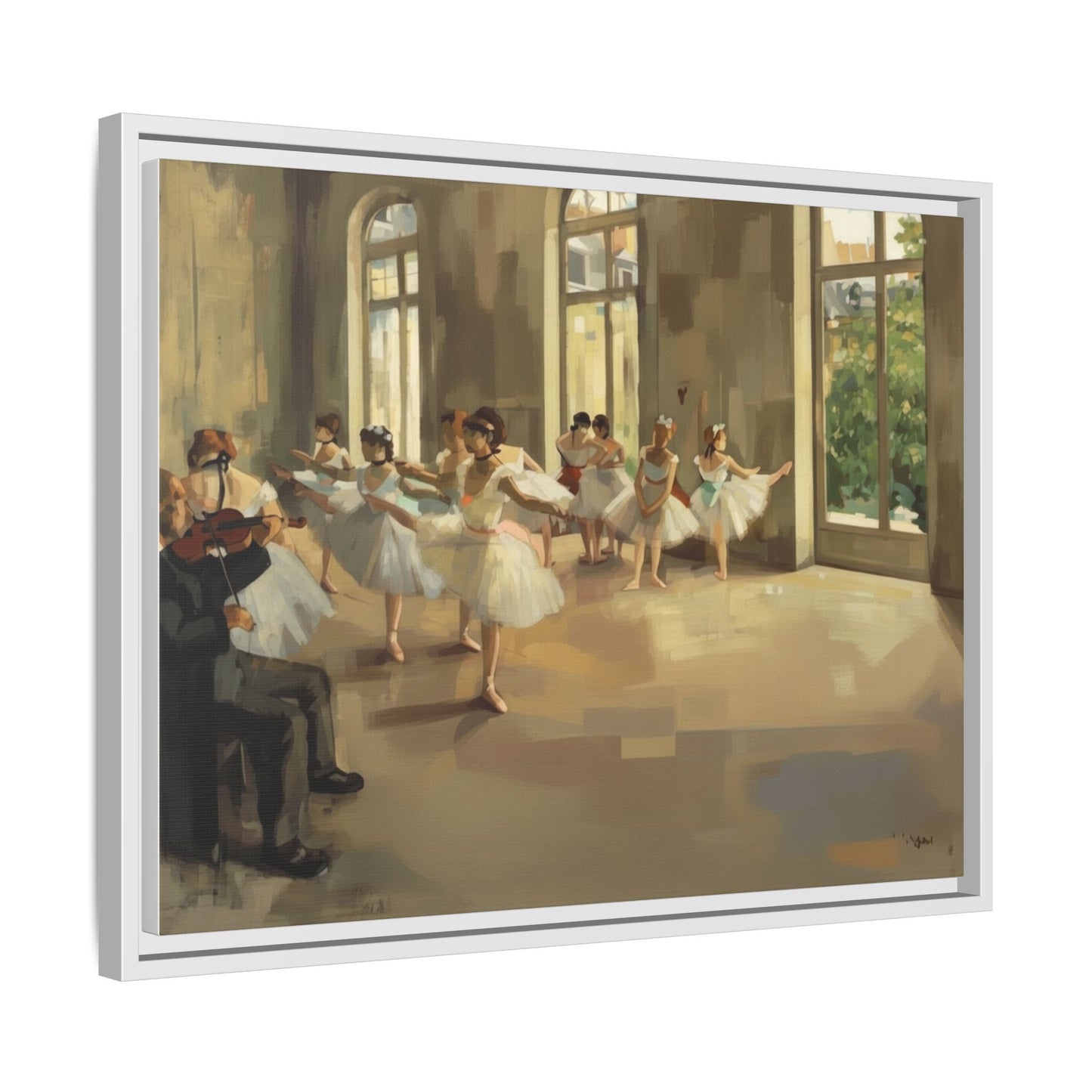 Framed Matte Canvas Print — Ballet Class Scene (Impressionist Dancers)