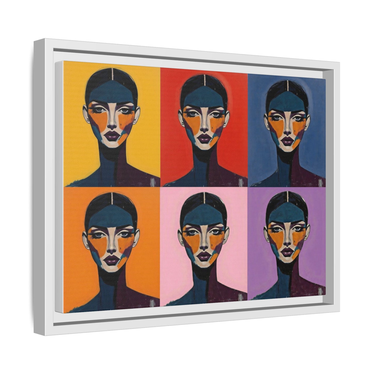 Pop Art Portrait Matte Canvas — Framed Multi-Color Wall Art