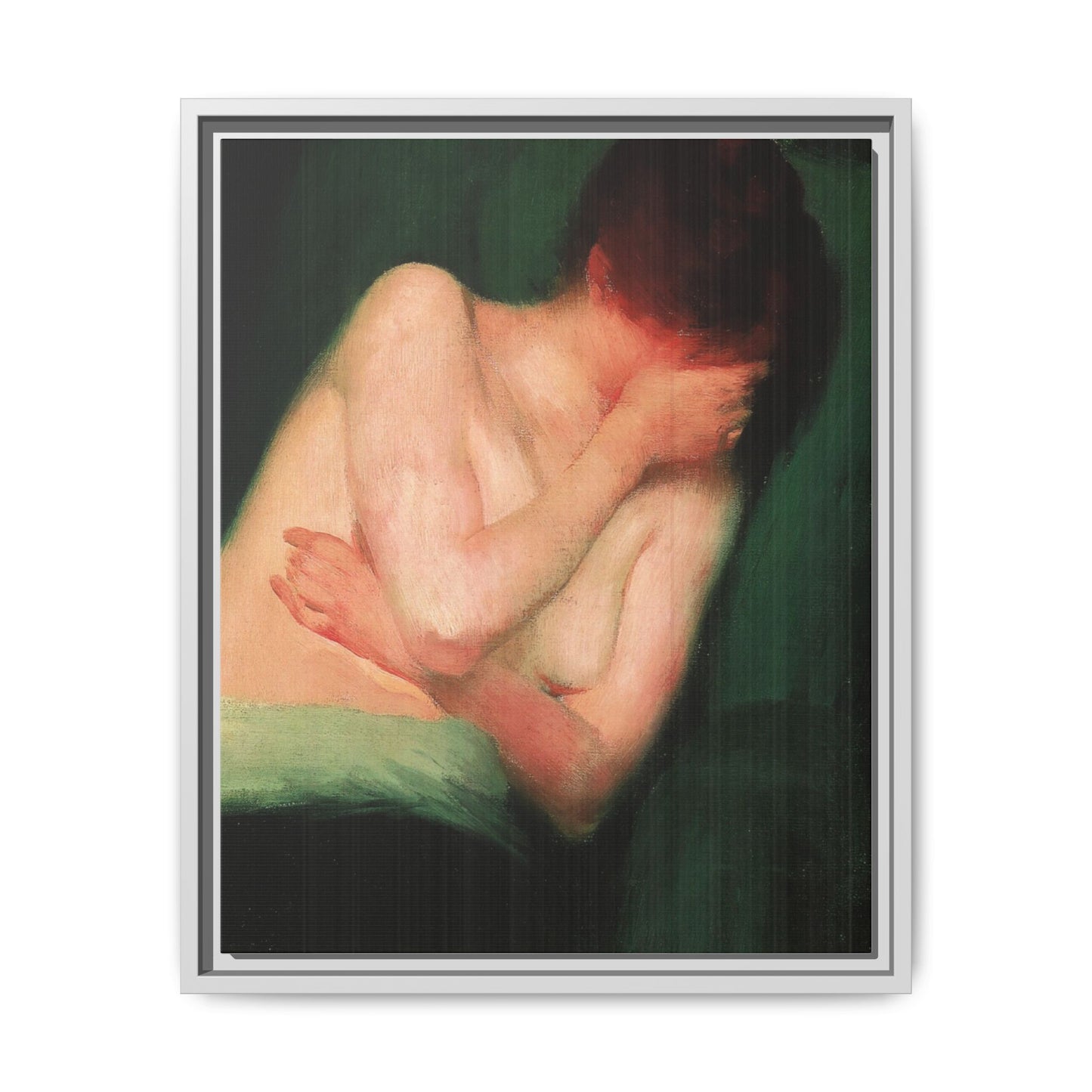 Female Nude by János Vaszary Framed Matte Canvas Wall Art Print