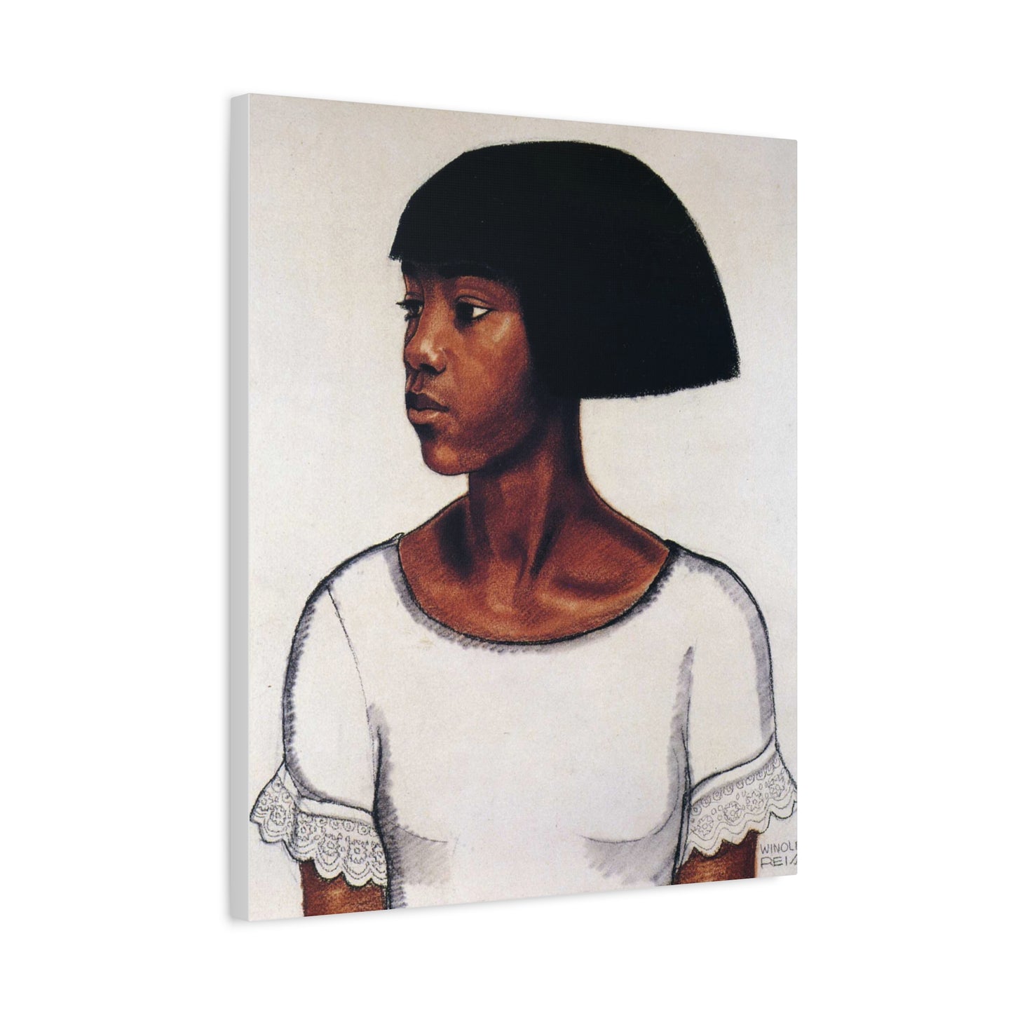 Portrait of a Young Woman by Winold Reiss Portrait Canvas Print – Matte Stretched Wall Art