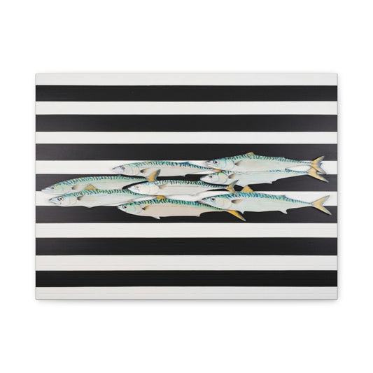 Striped Mackerel School Matte Canvas Print