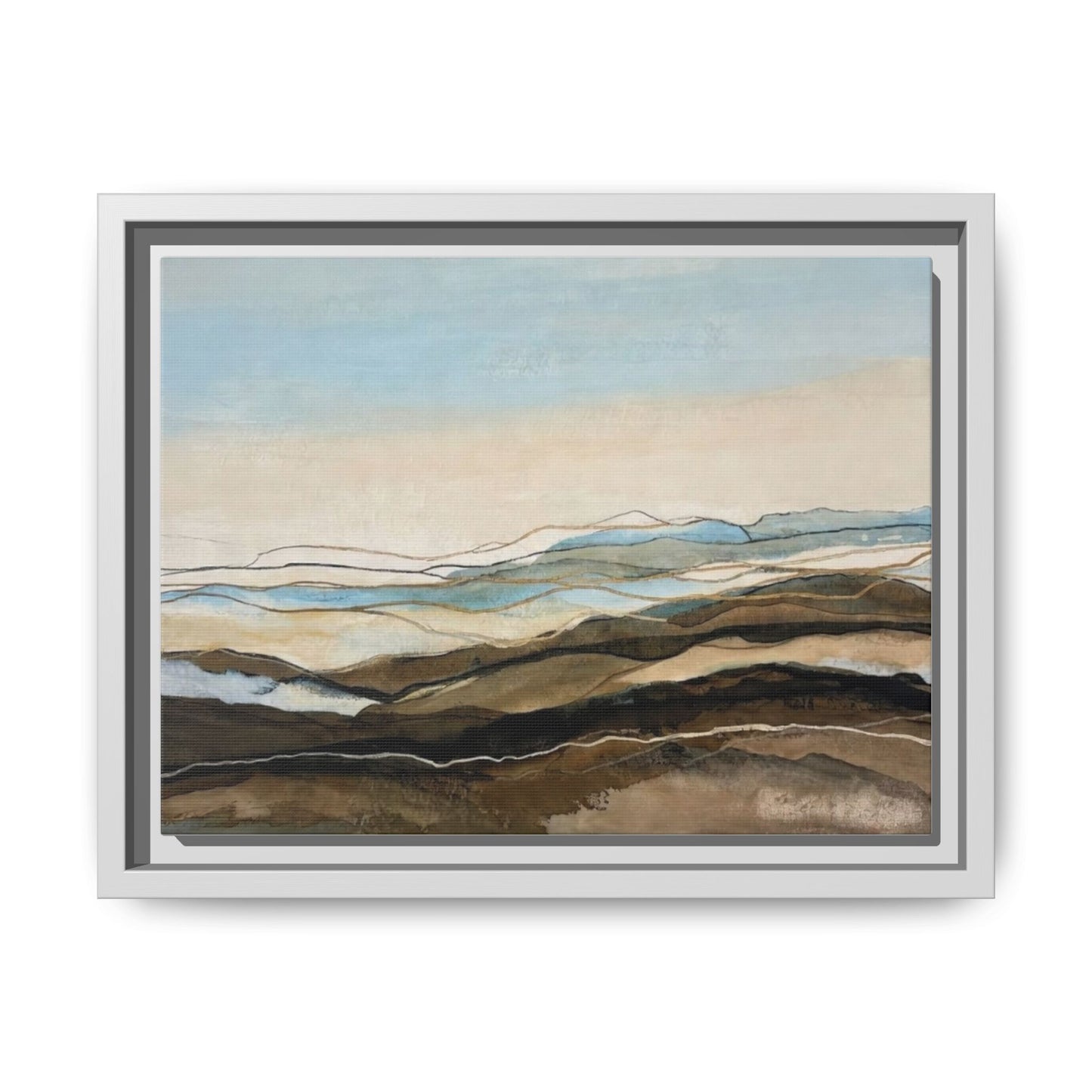 Framed Matte Canvas Print — Abstract Coastal Landscape Wall Art