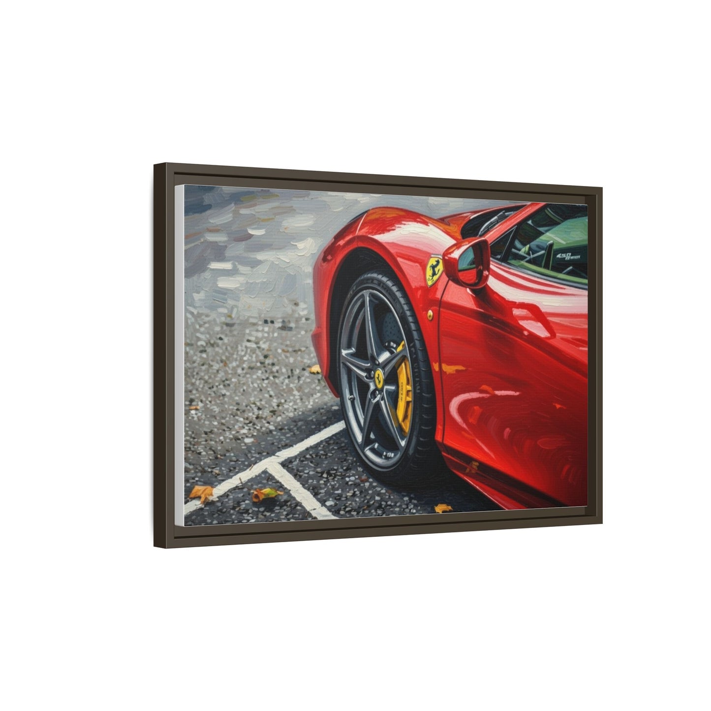 Framed Matte Canvas: Red Sports Car Close-Up Art Print