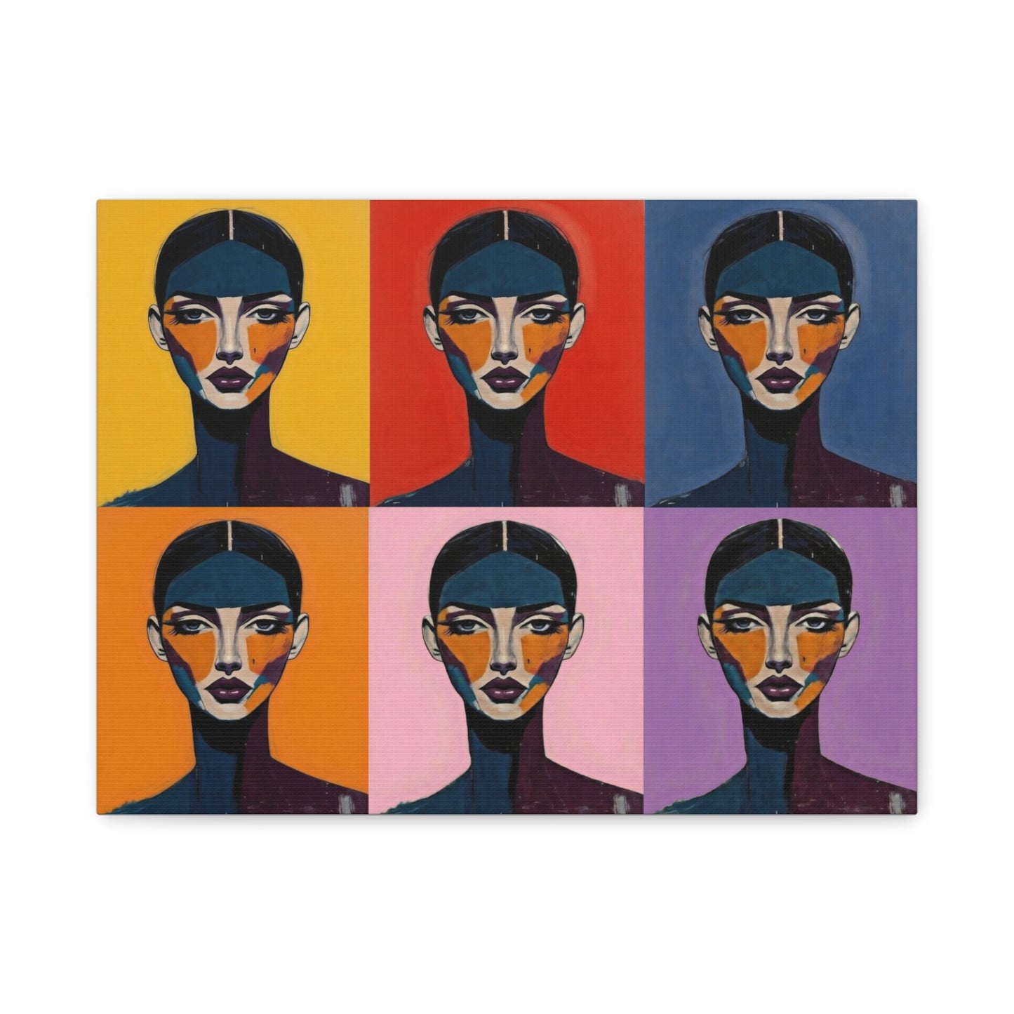 Pop Art Portrait Canvas - Colorful Six-Panel Female Face Wall Art