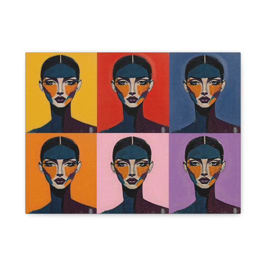Pop Art Portrait Canvas - Colorful Six-Panel Female Face Wall Art