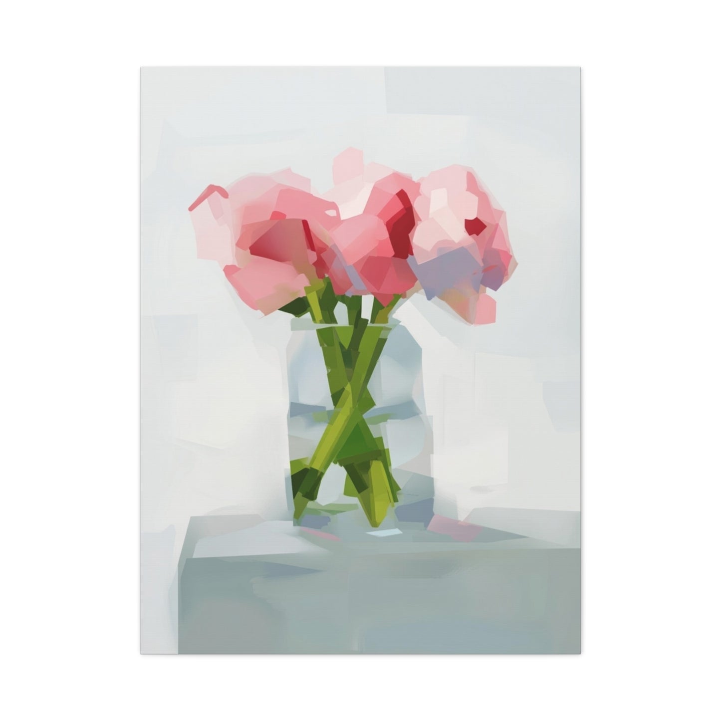 Pink Peonies Vase Canvas Art — Stretched Matte Wall Decor