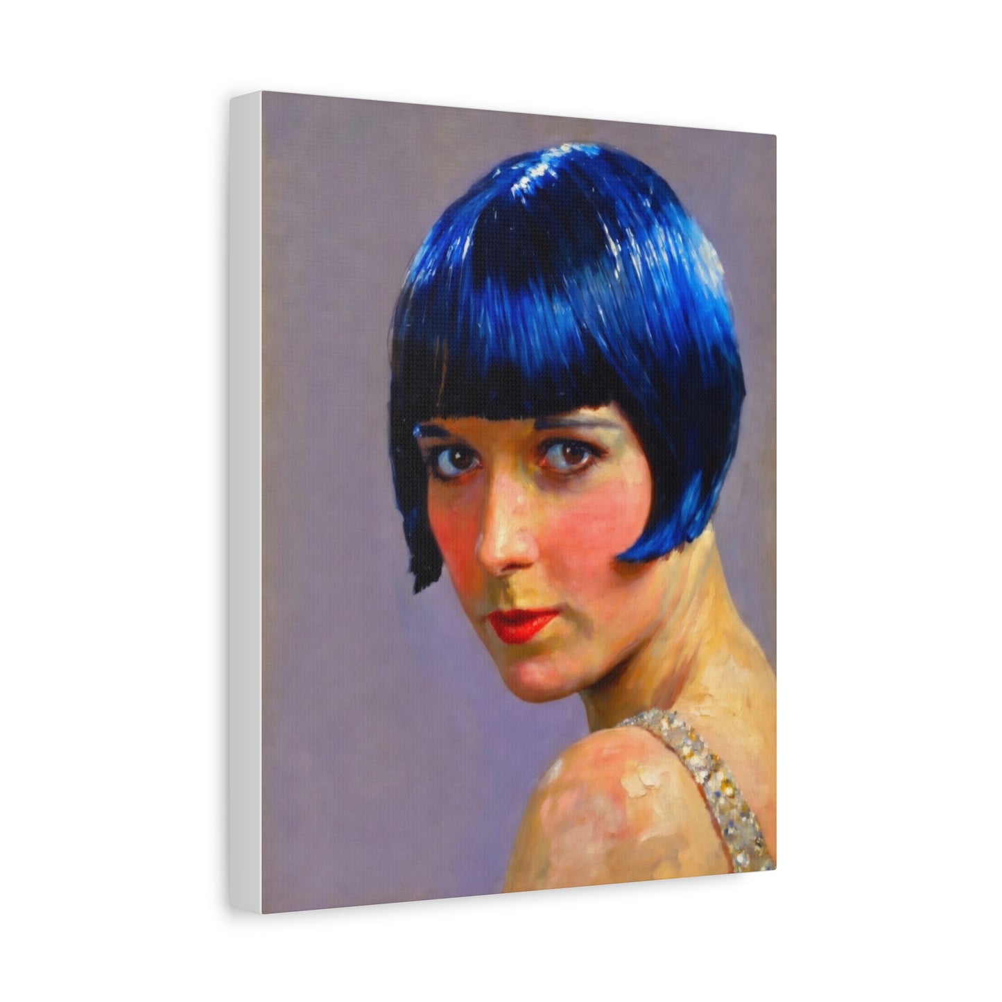 Blue Bob Portrait Matte Canvas Print - Stretched Wall Art