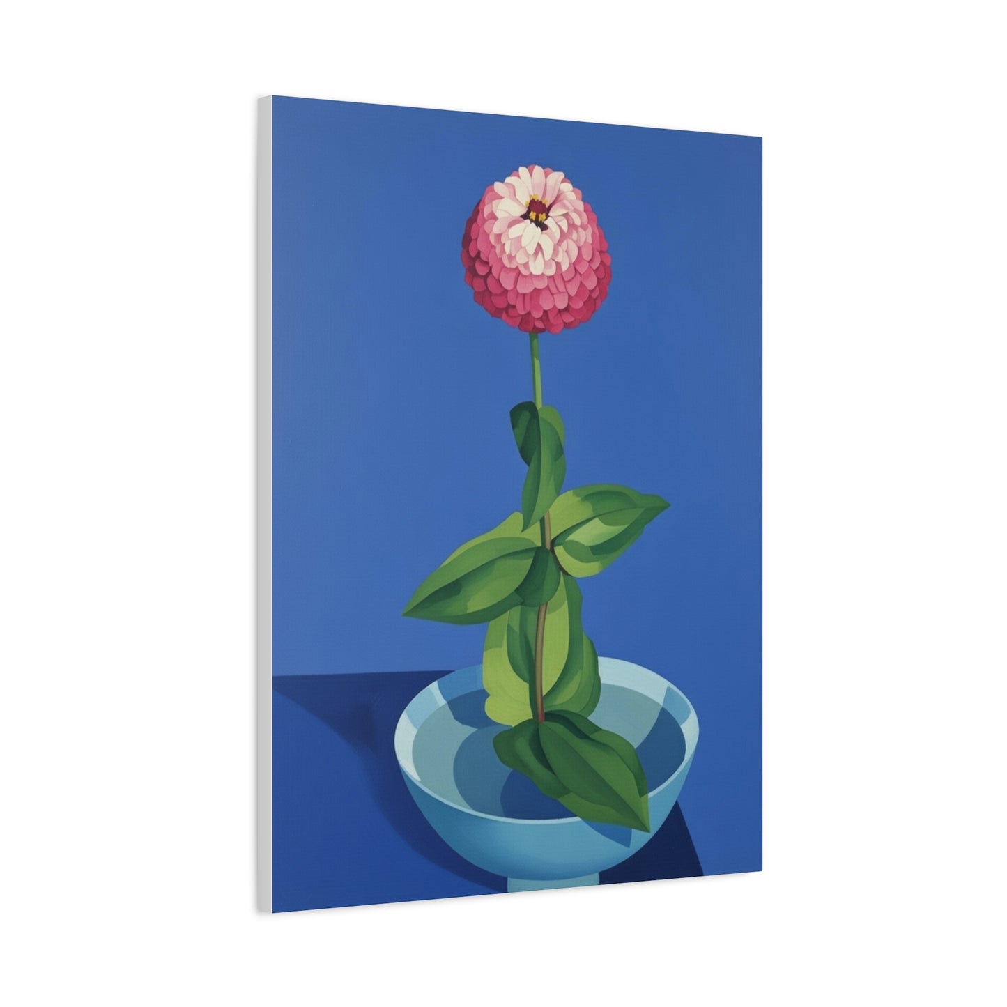 Pink Zinnia Still Life Matte Canvas Wall Art — Stretched 1.25"