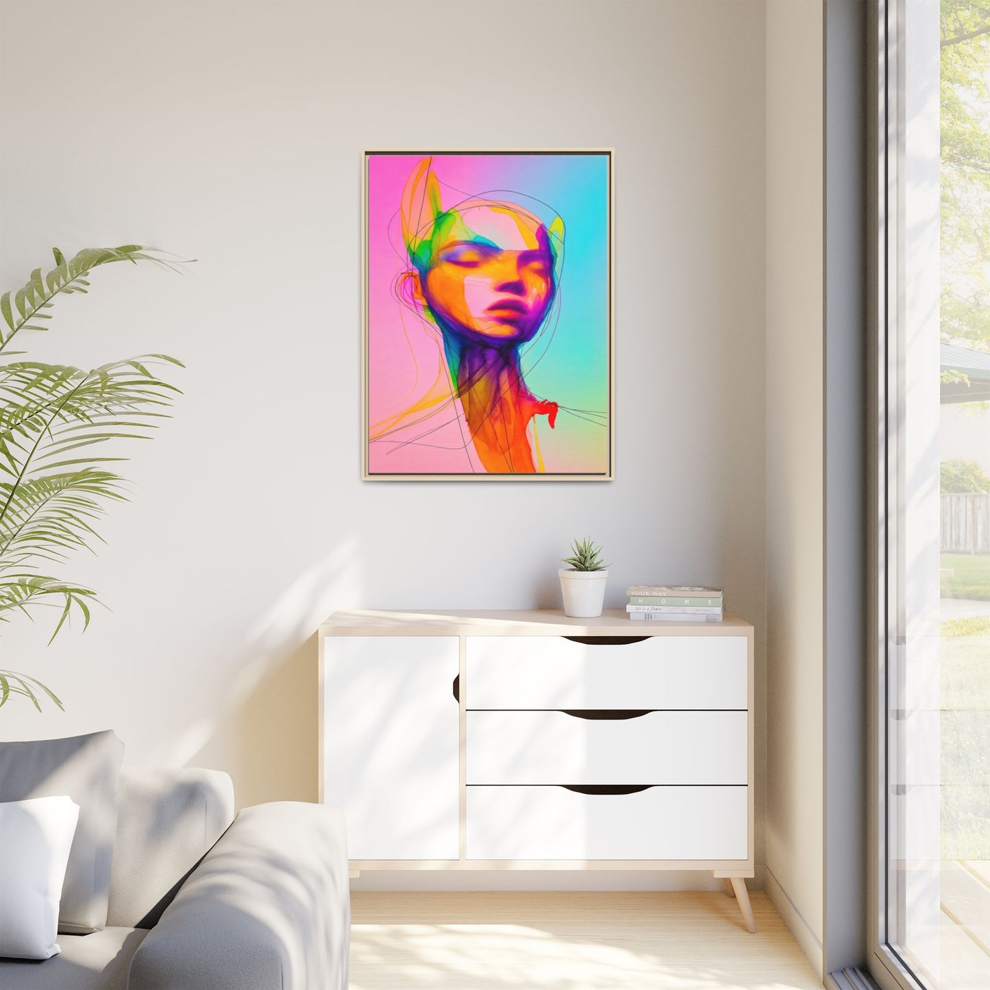 Framed Matte Canvas Art — Vibrant Abstract Portrait Wall Print