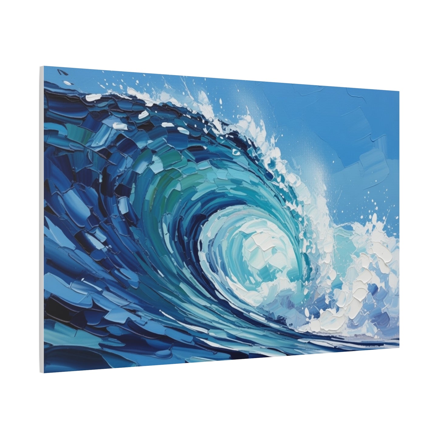 Ocean Wave Matte Canvas Wall Art — Blue Surf Wave Painting, Stretched 1.25"