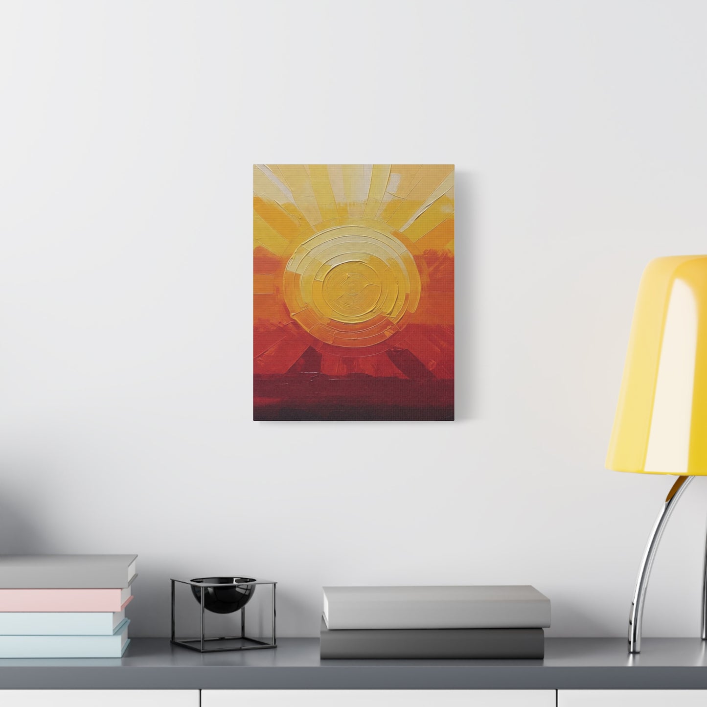 Abstract Sunrise Canvas Wall Art — Warm Sunrise Texture Matte Stretched Canvas