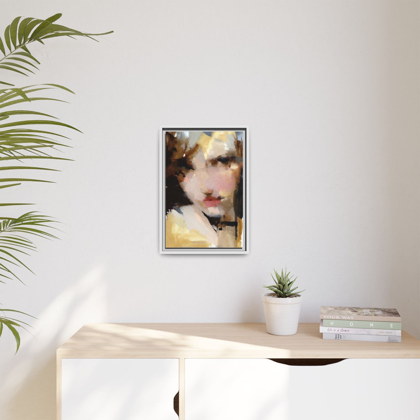 Abstract Portrait Matte Canvas Framed Print — Modern Feminine Wall Art