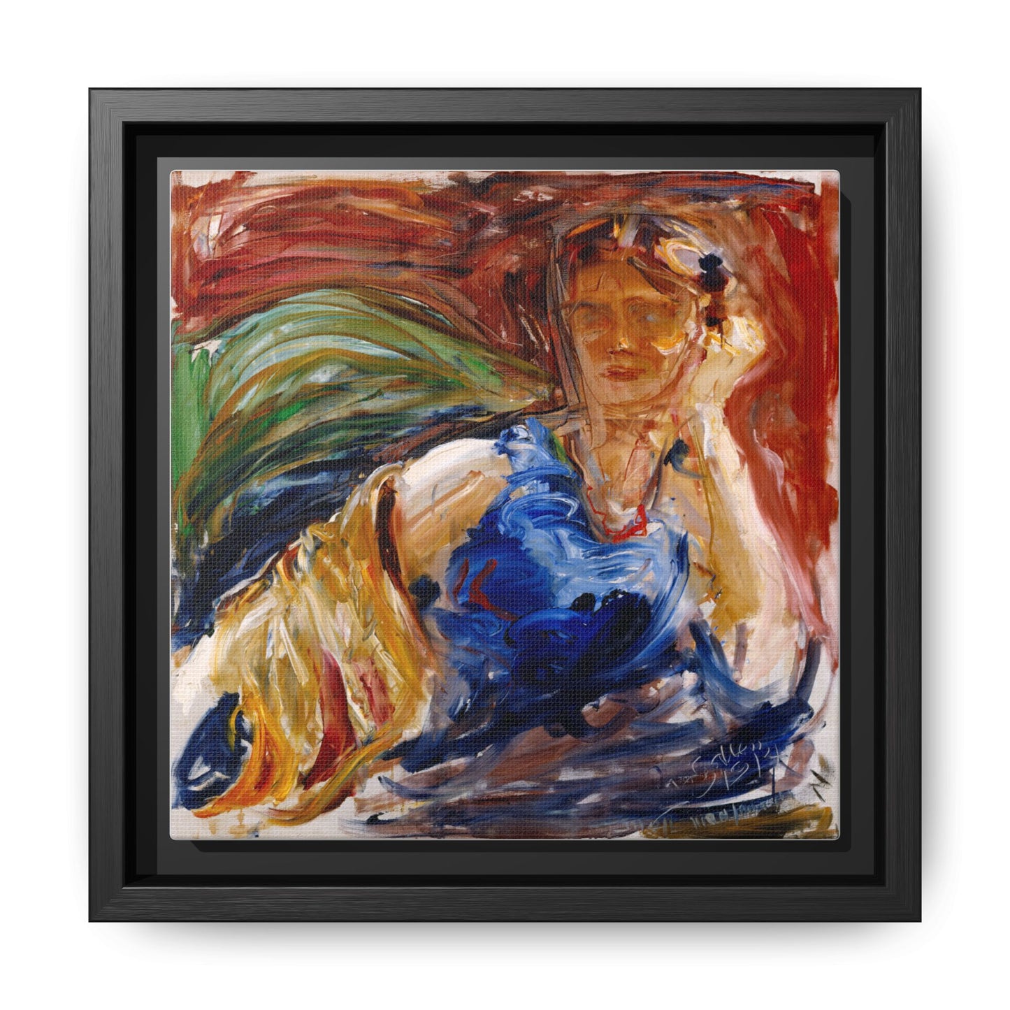 Portrait of hyllis Sjostrom by Akseli Gallen-Kallela Canvas Matte Framed Wall Art Print