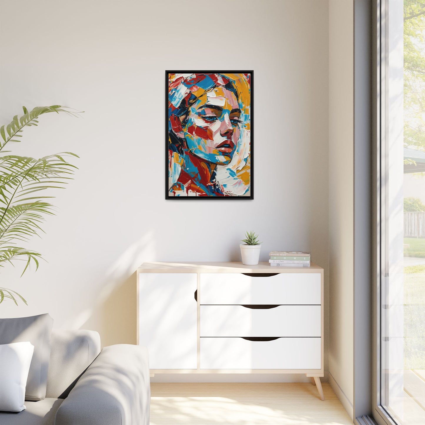 Colorful Abstract Portrait Framed Canvas Print