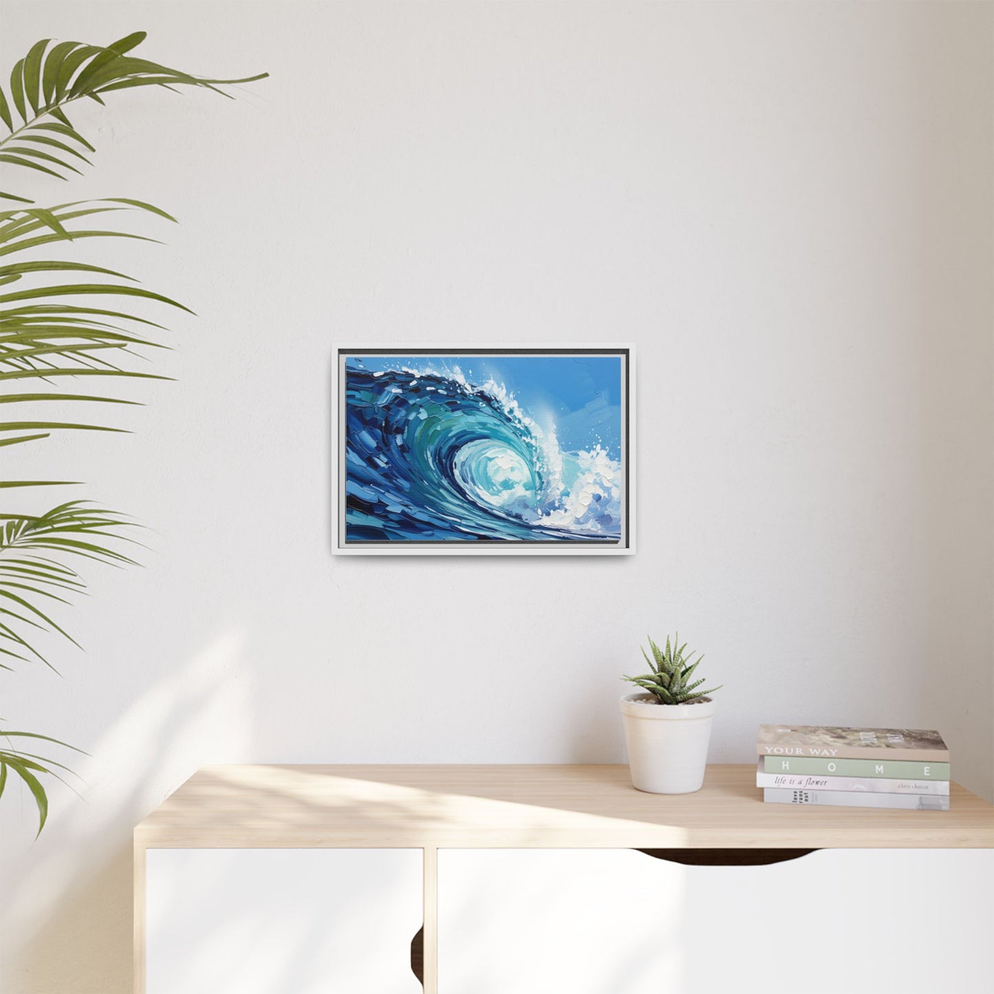 Framed Matte Canvas Wave Art — Blue Ocean Surf Wall Decor
