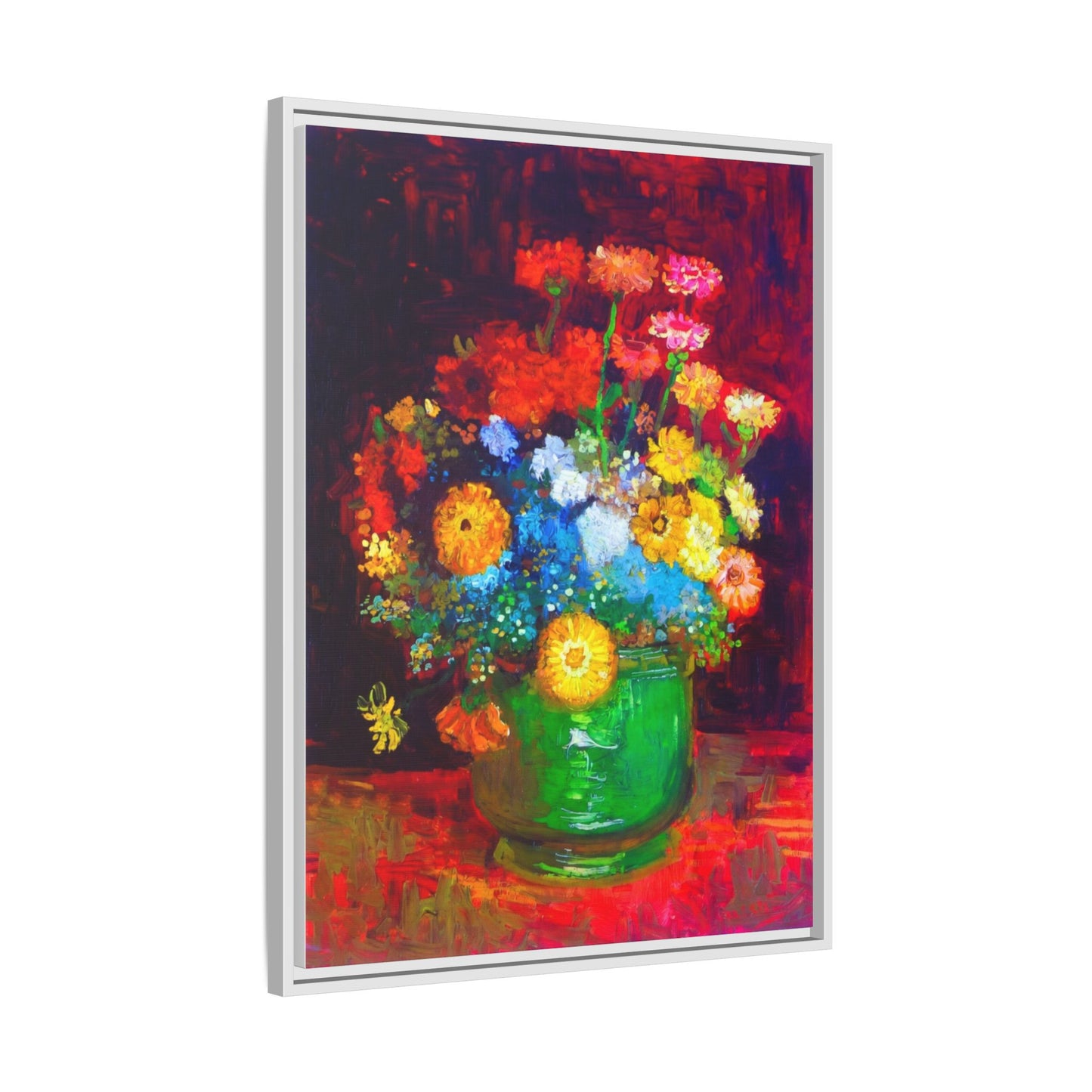 Framed Floral Canvas Print — Colorful Bouquet Wall Art