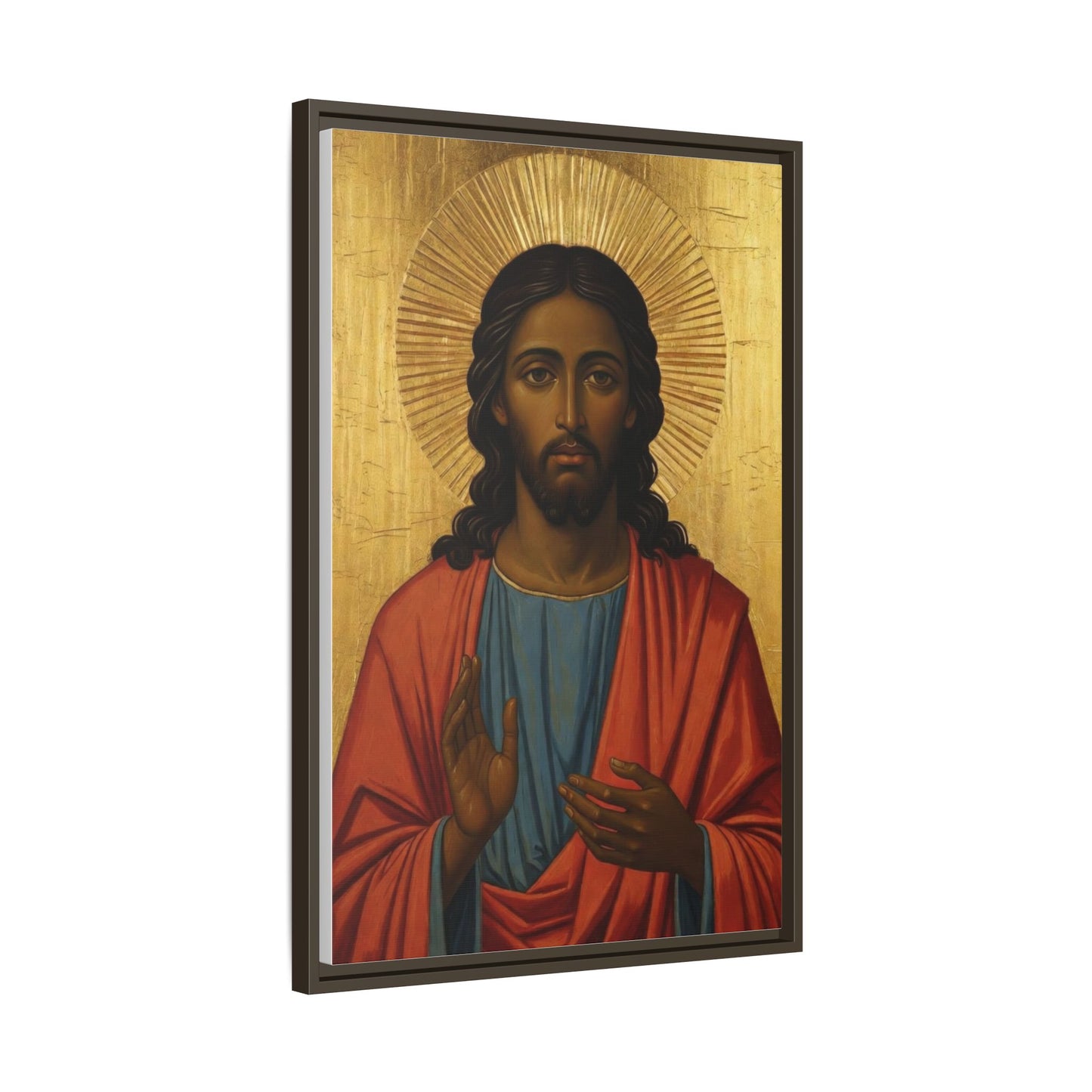 Framed Orthodox Christ Icon Matte Canvas — Religious Wall Art for Home, Church, or Prayer Corner