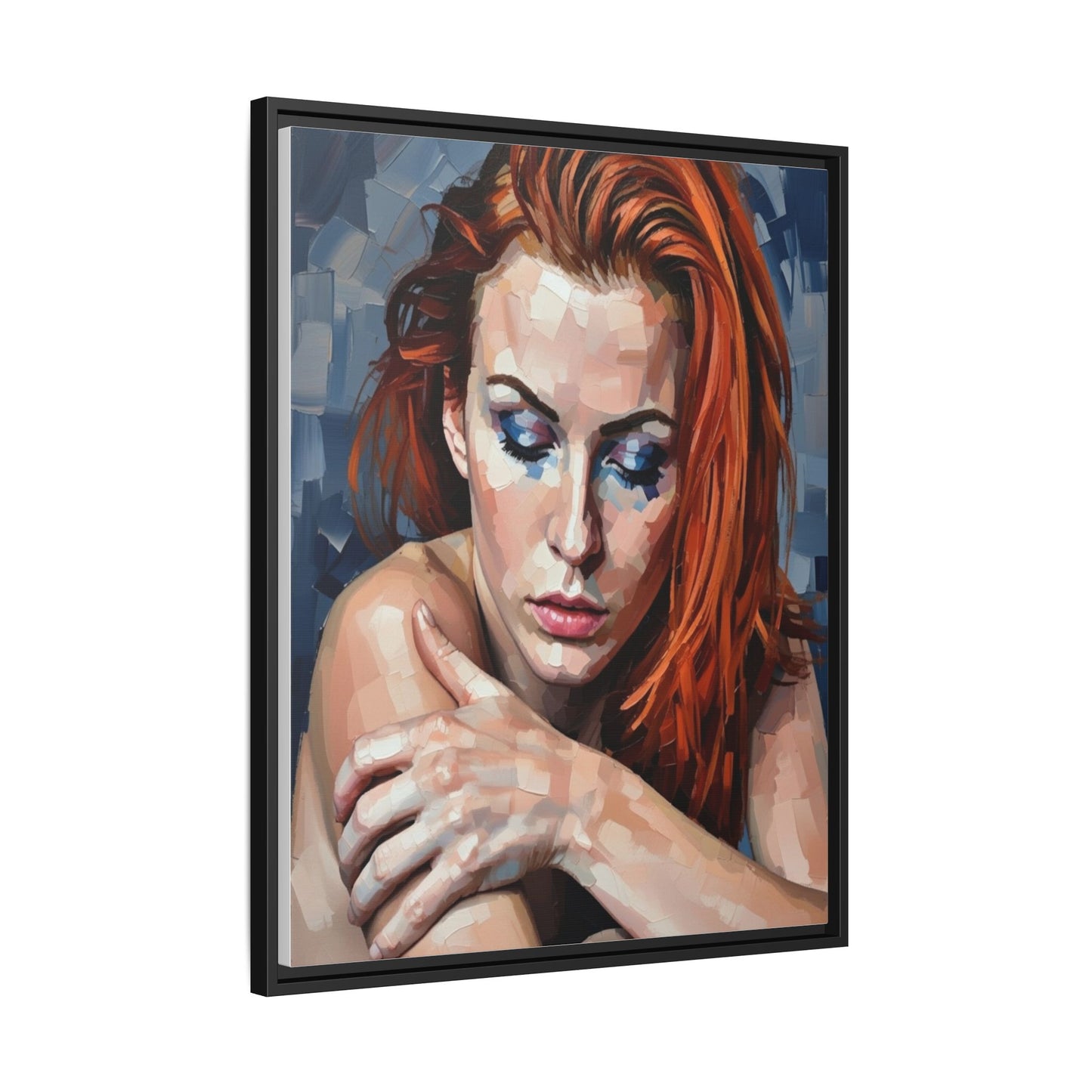 Framed Matte Canvas Art – Contemplative Redhead Portrait