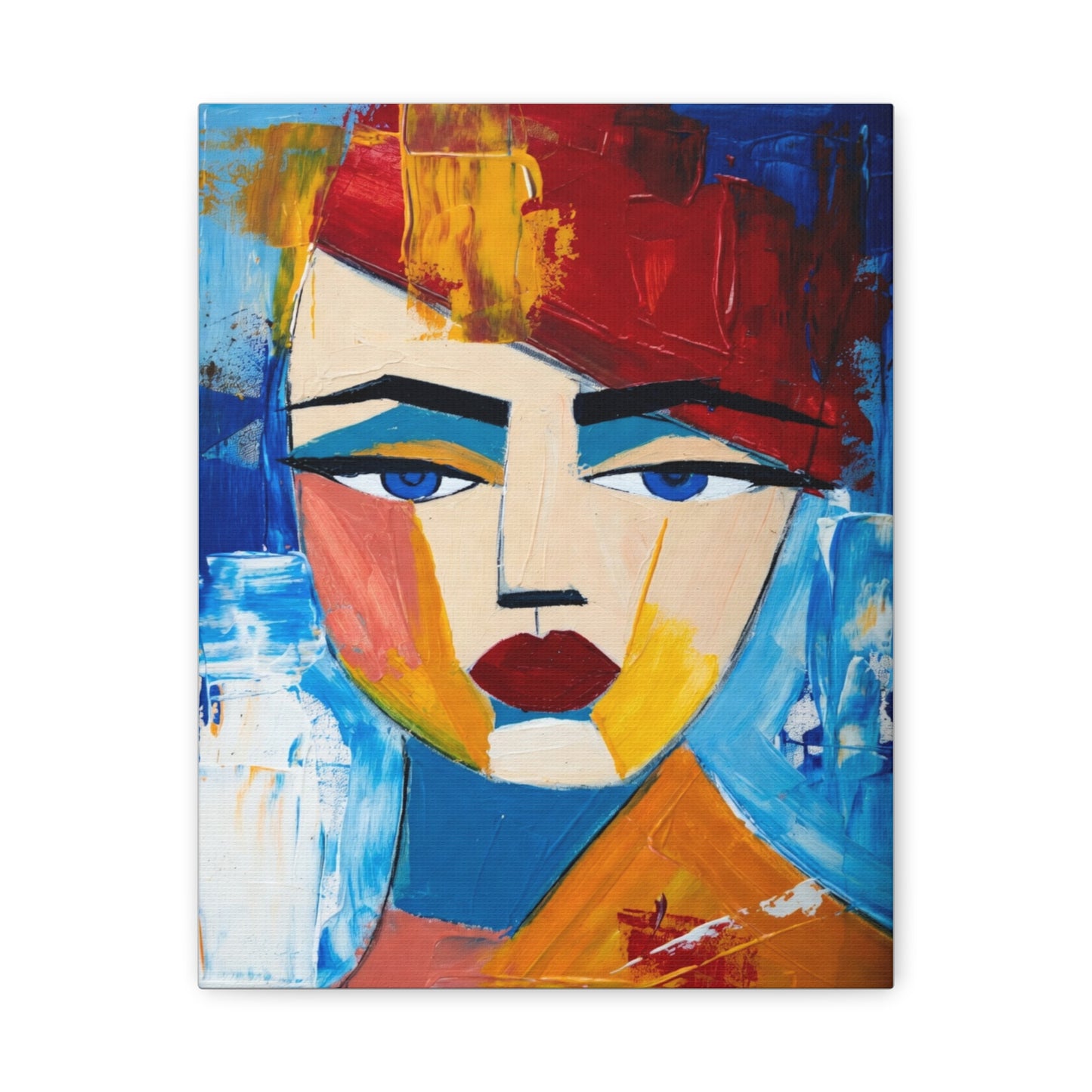Abstract Colorful Face Matte Canvas Print — Modern Pop Art Portrait