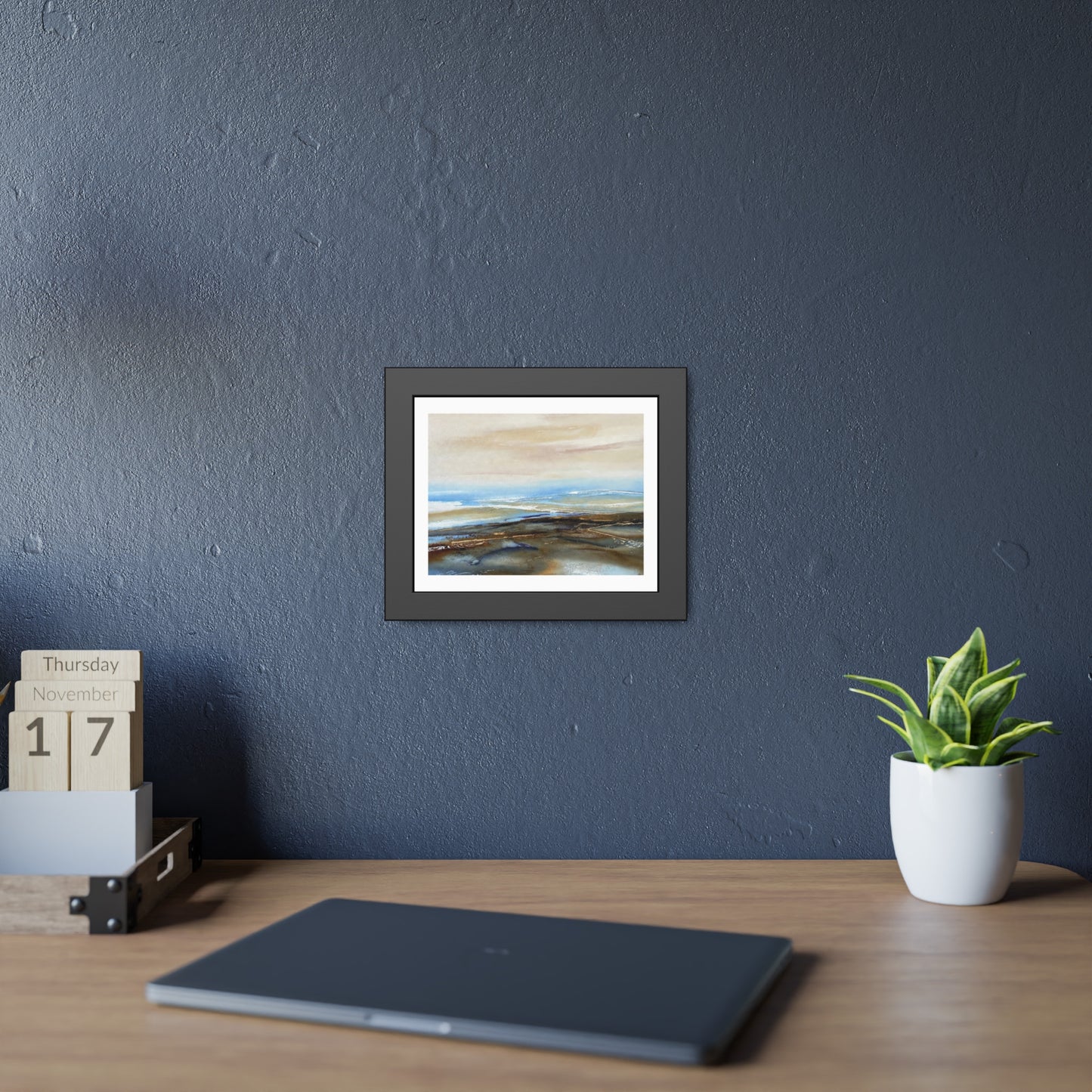 Framed Paper Poster — Abstract Coastal Watercolor Landscape Print