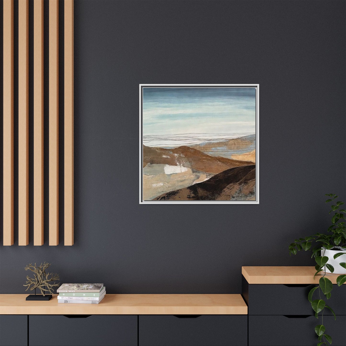 Framed Matte Canvas Art — Serene Abstract Landscape