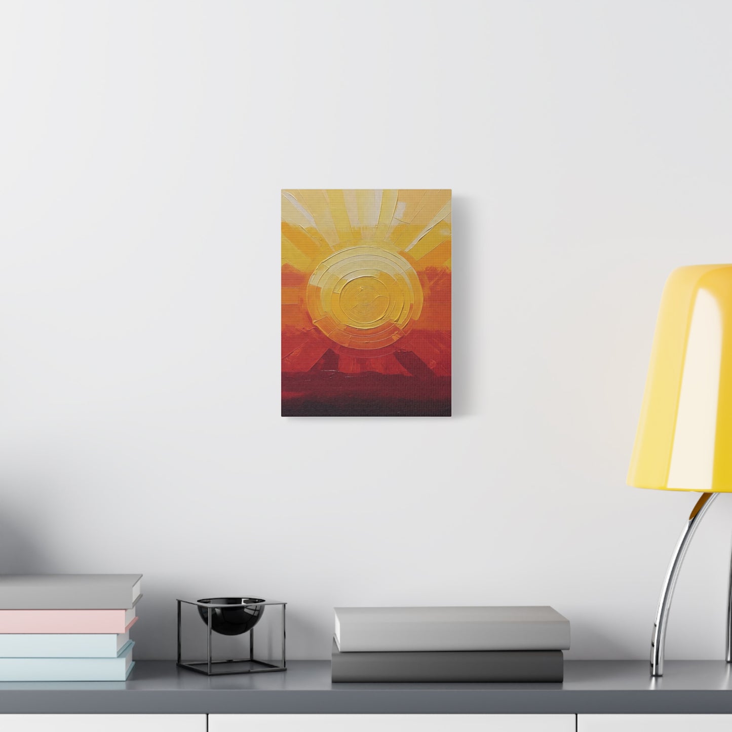 Abstract Sunrise Canvas Wall Art — Warm Sunrise Texture Matte Stretched Canvas