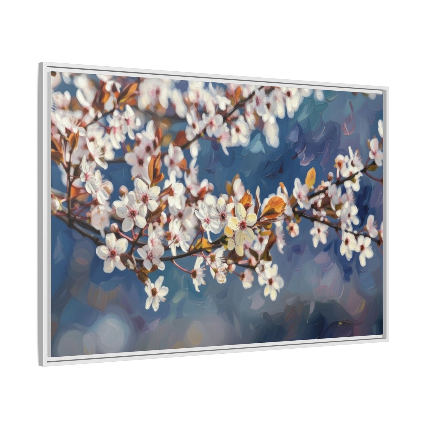 Framed Matte Canvas Print — Cherry Blossom Branch Wall Art