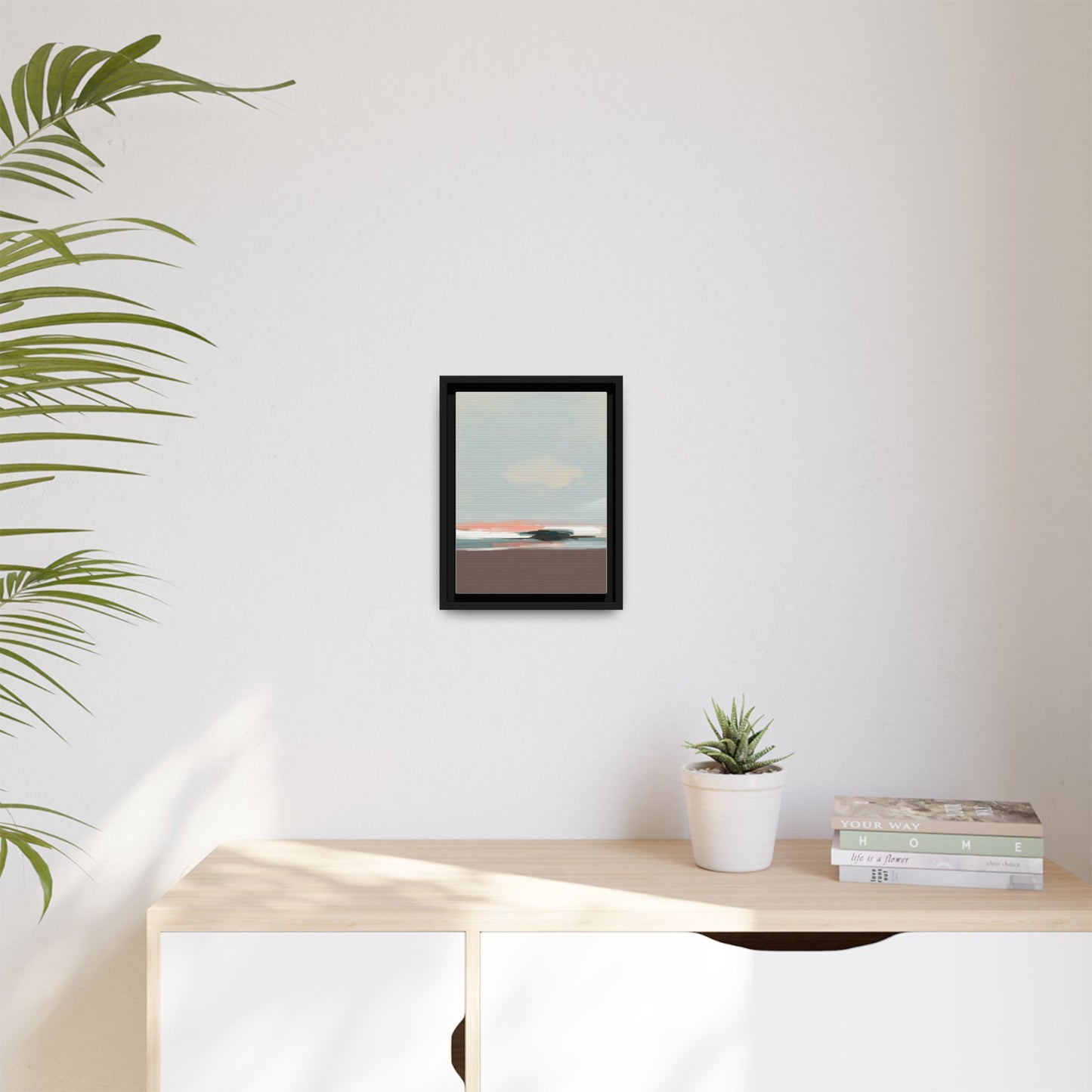 Framed Matte Canvas Print — Soft Coastal Abstract Landscape