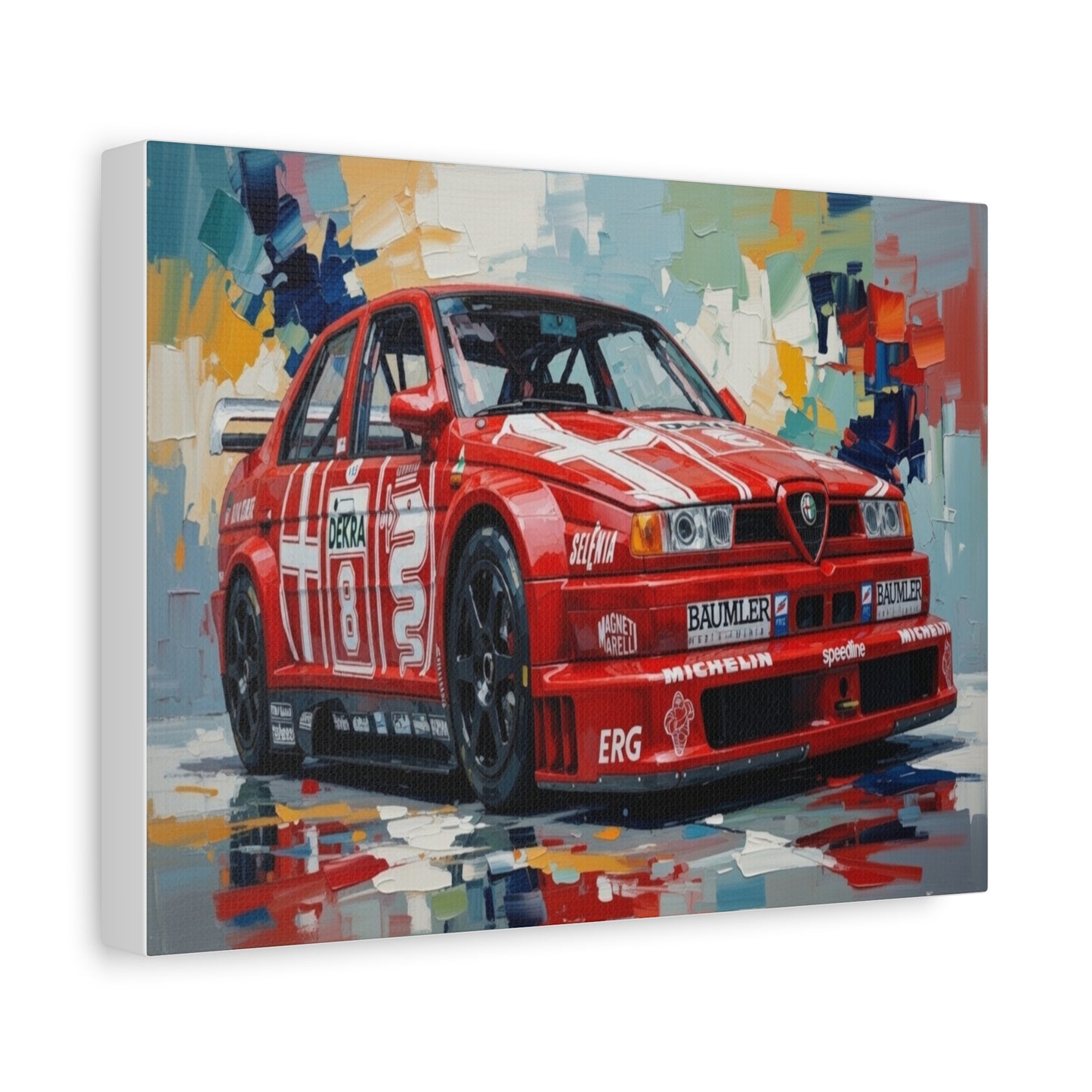 Racing Alfa Romeo Canvas Print — Red Race Car Stretched Wall Art