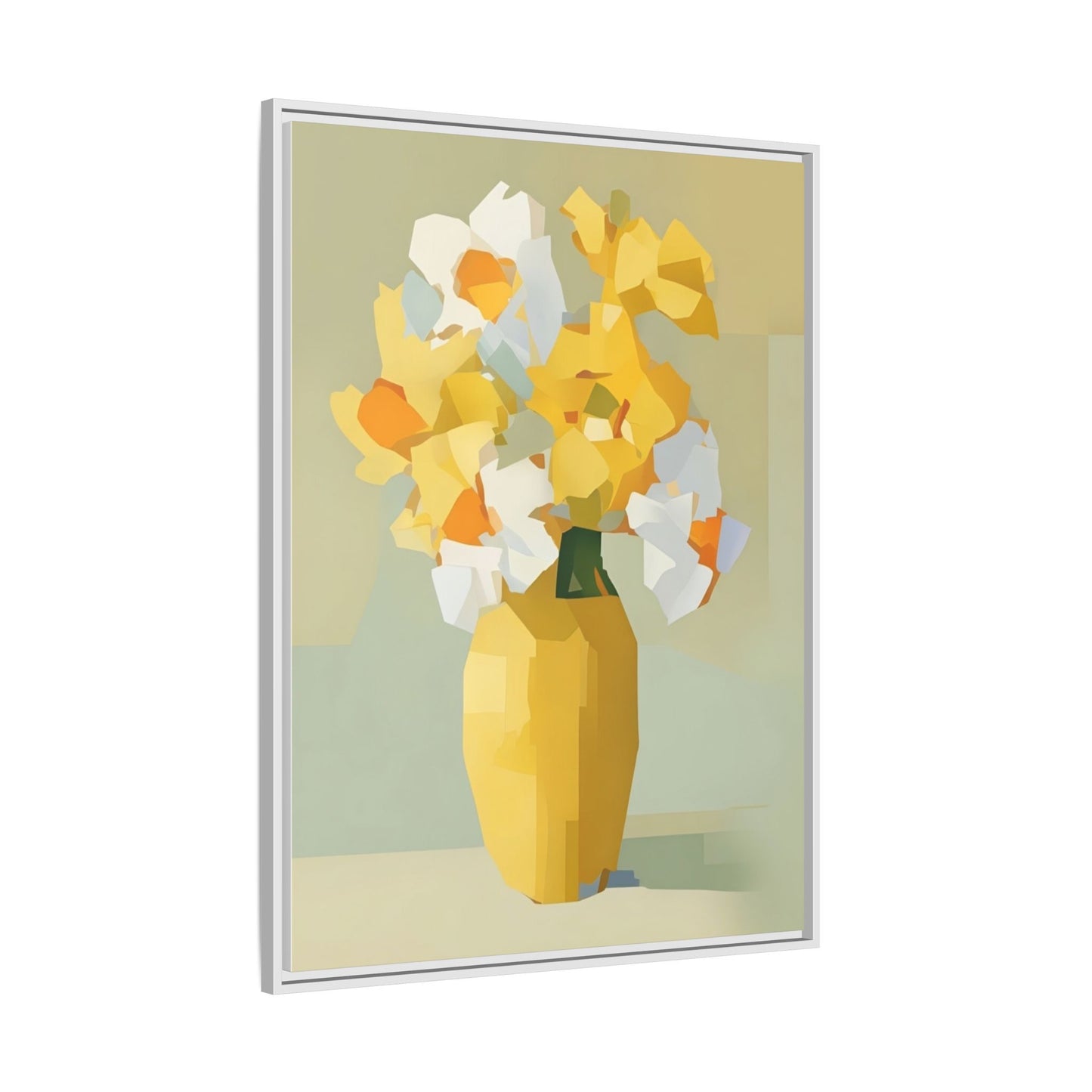 Framed Floral Canvas Print — Yellow Vase Bouquet Wall Art